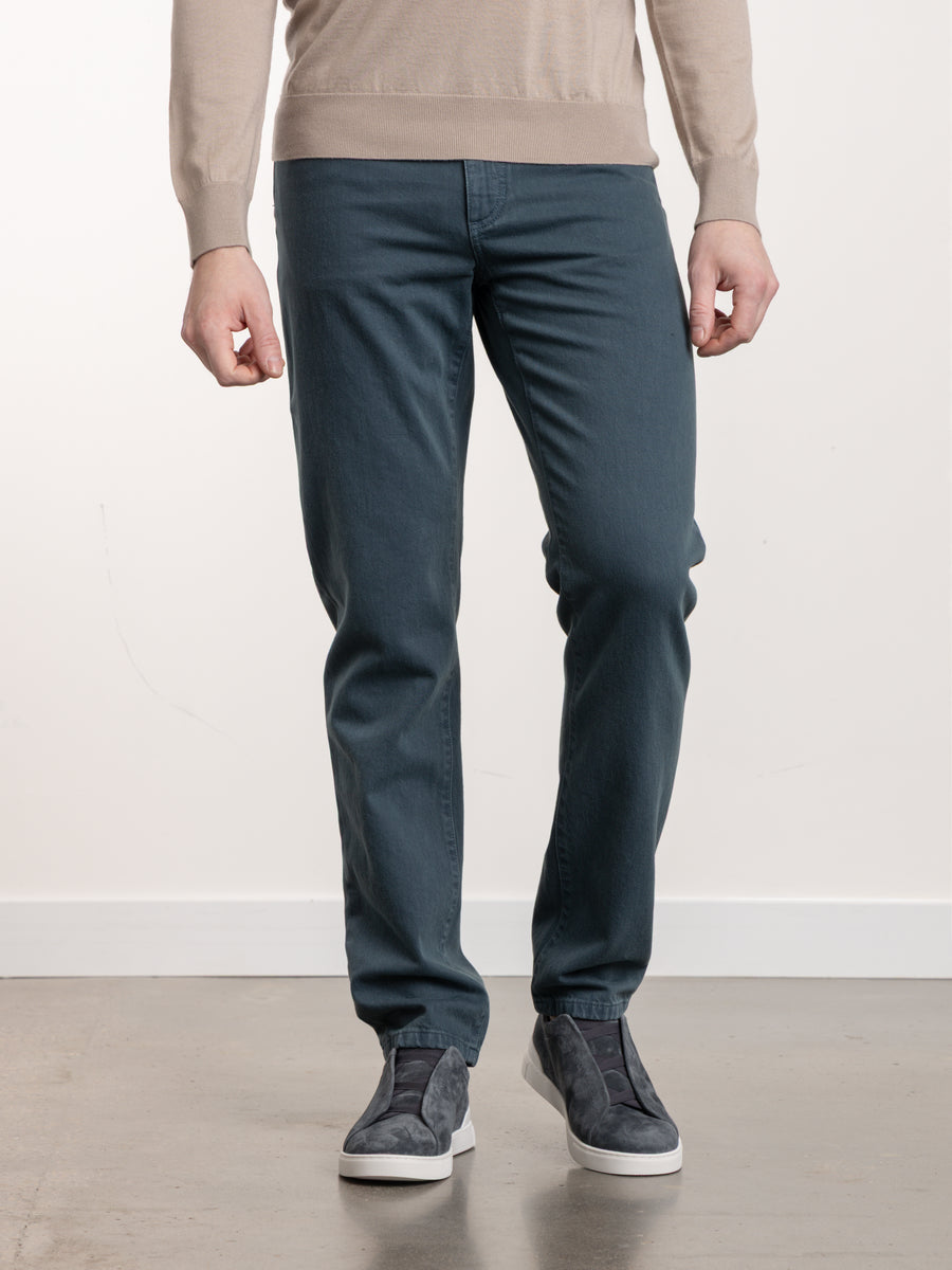 Dark Teal Blue Stone-Washed Cotton Roccia Jeans – The Helm Clothing