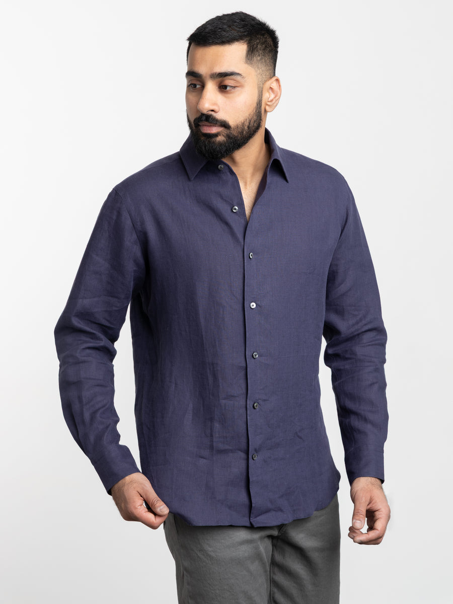 Navy Oasi Lino Shirt – The Helm Clothing