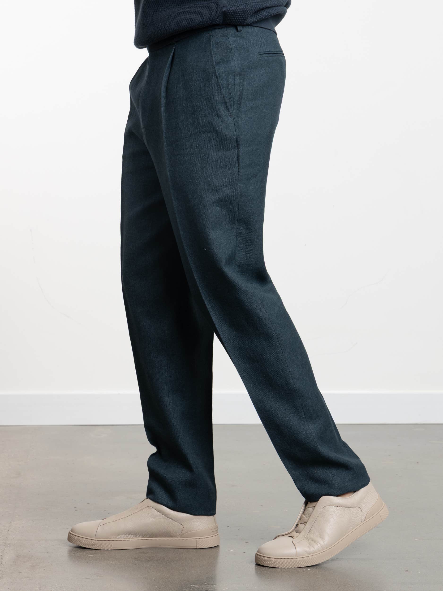Linen and Wool Blue Dress Pant