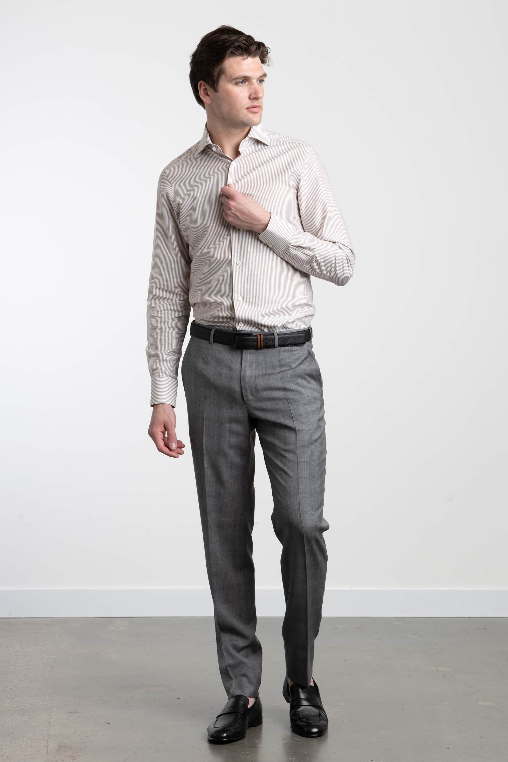White and Grey Trecapi Striped Shirt