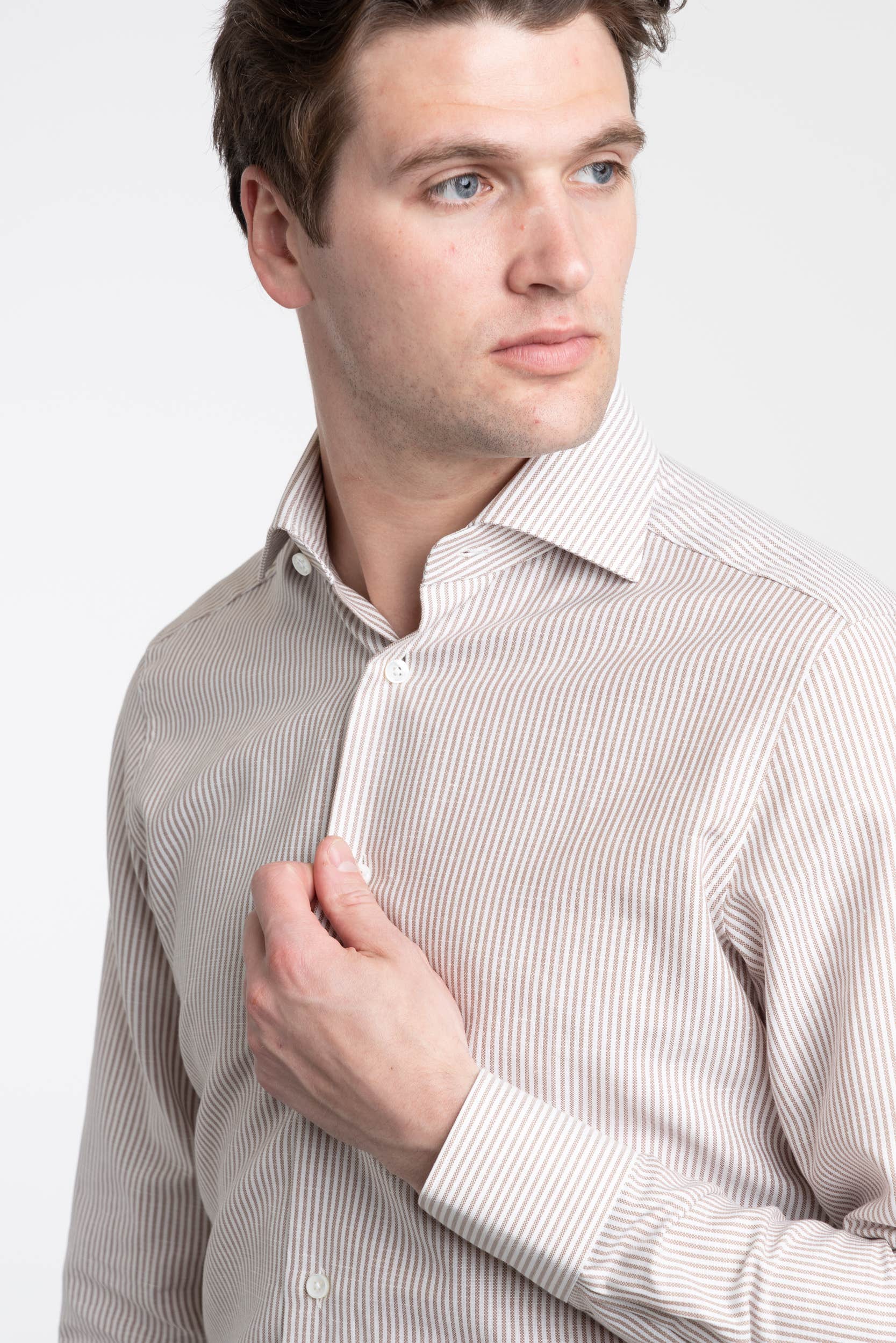 White and Grey Trecapi Striped Shirt