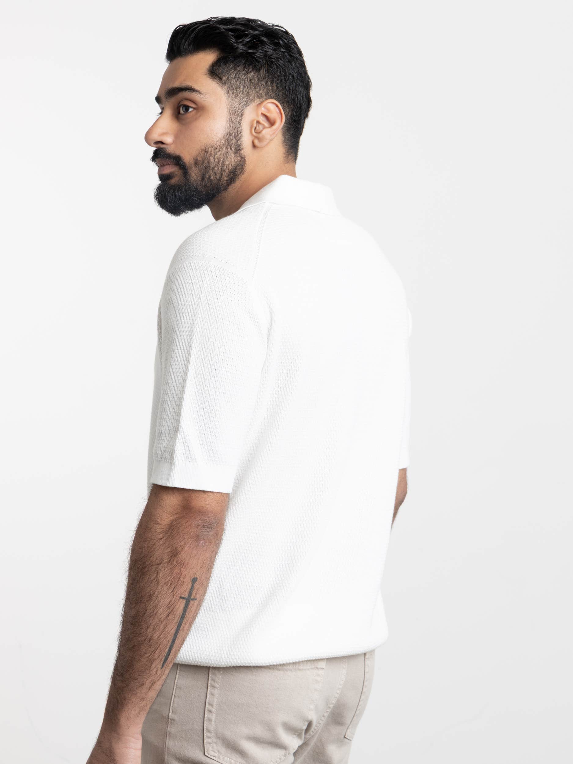 White Knit Premium Cotton Polo Shirt