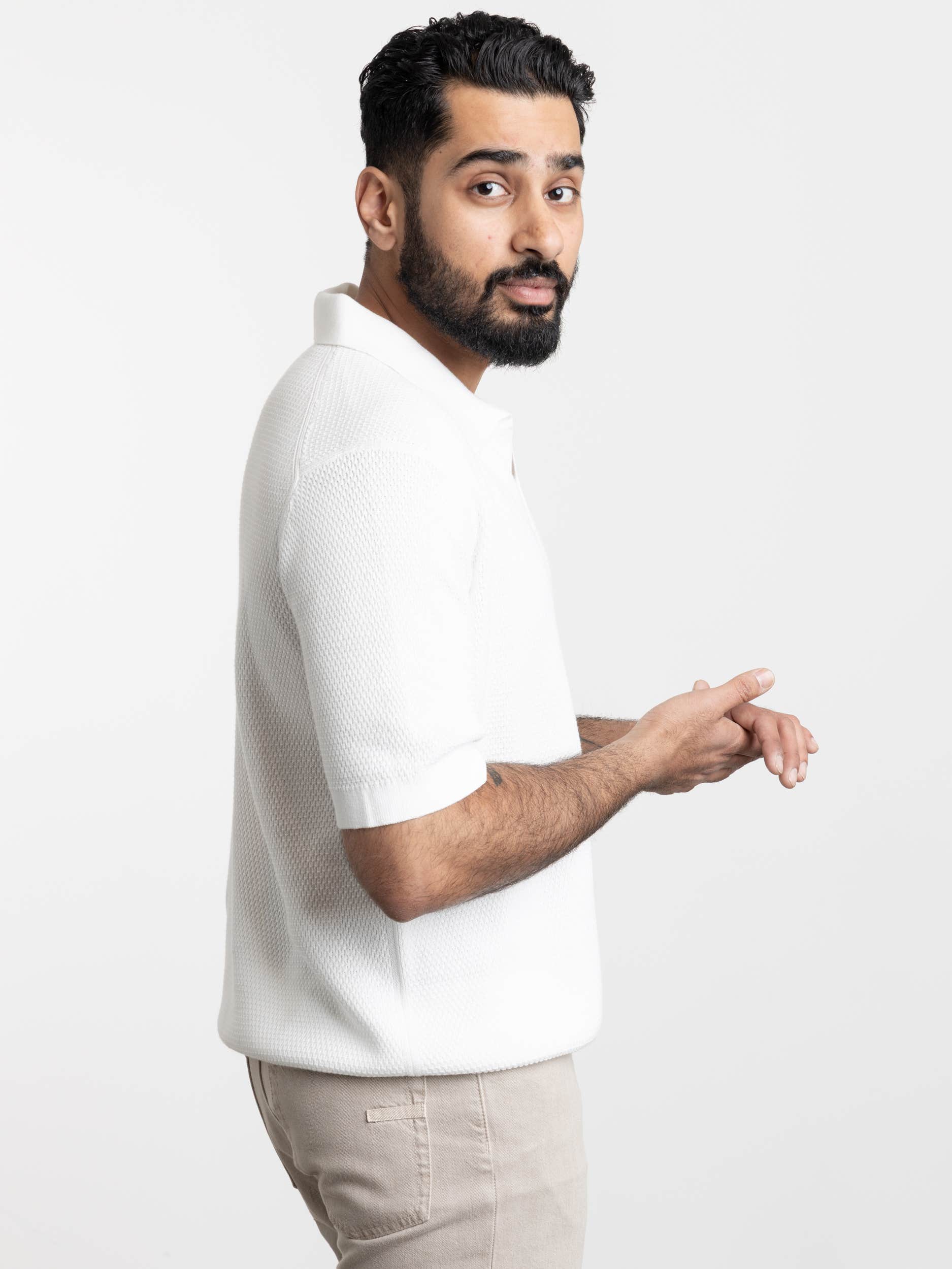 White Knit Premium Cotton Polo Shirt