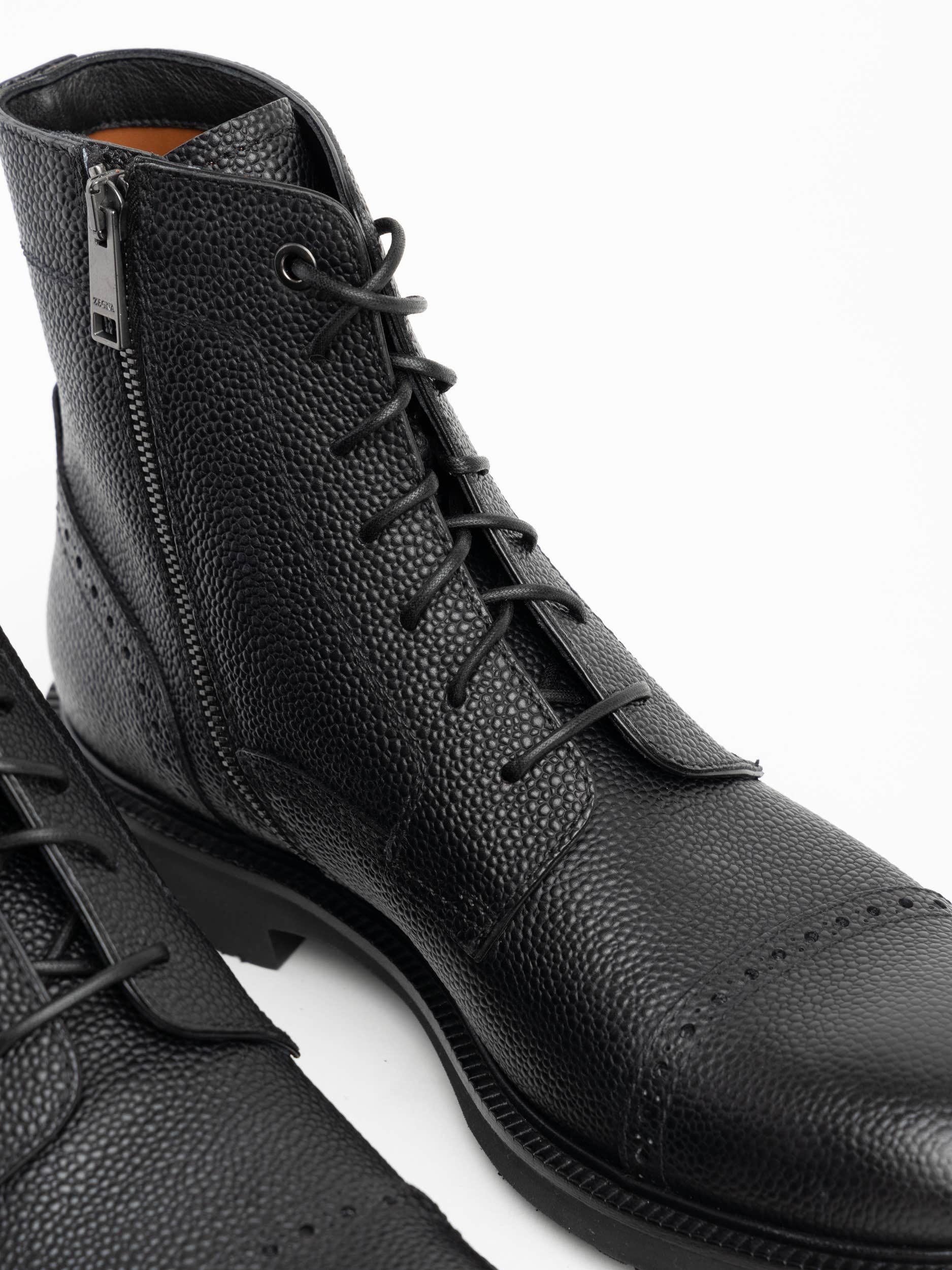 Black Leather Aosta Boots