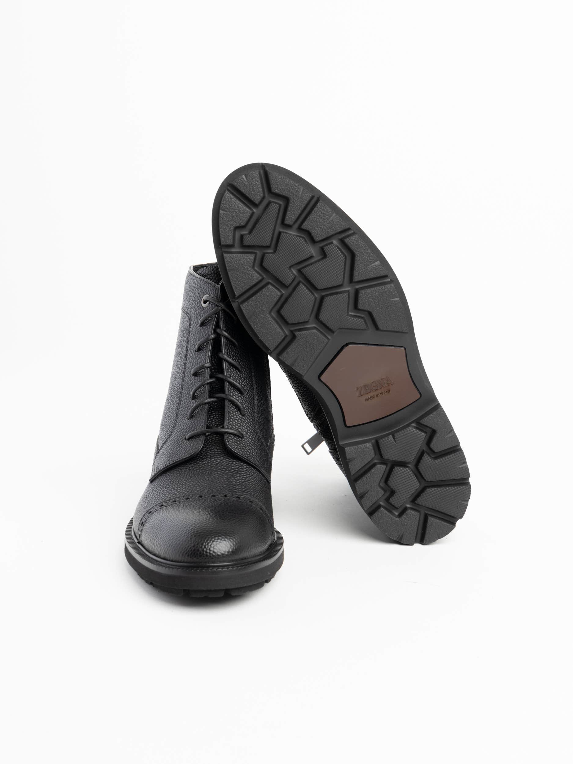 Black Leather Aosta Boots