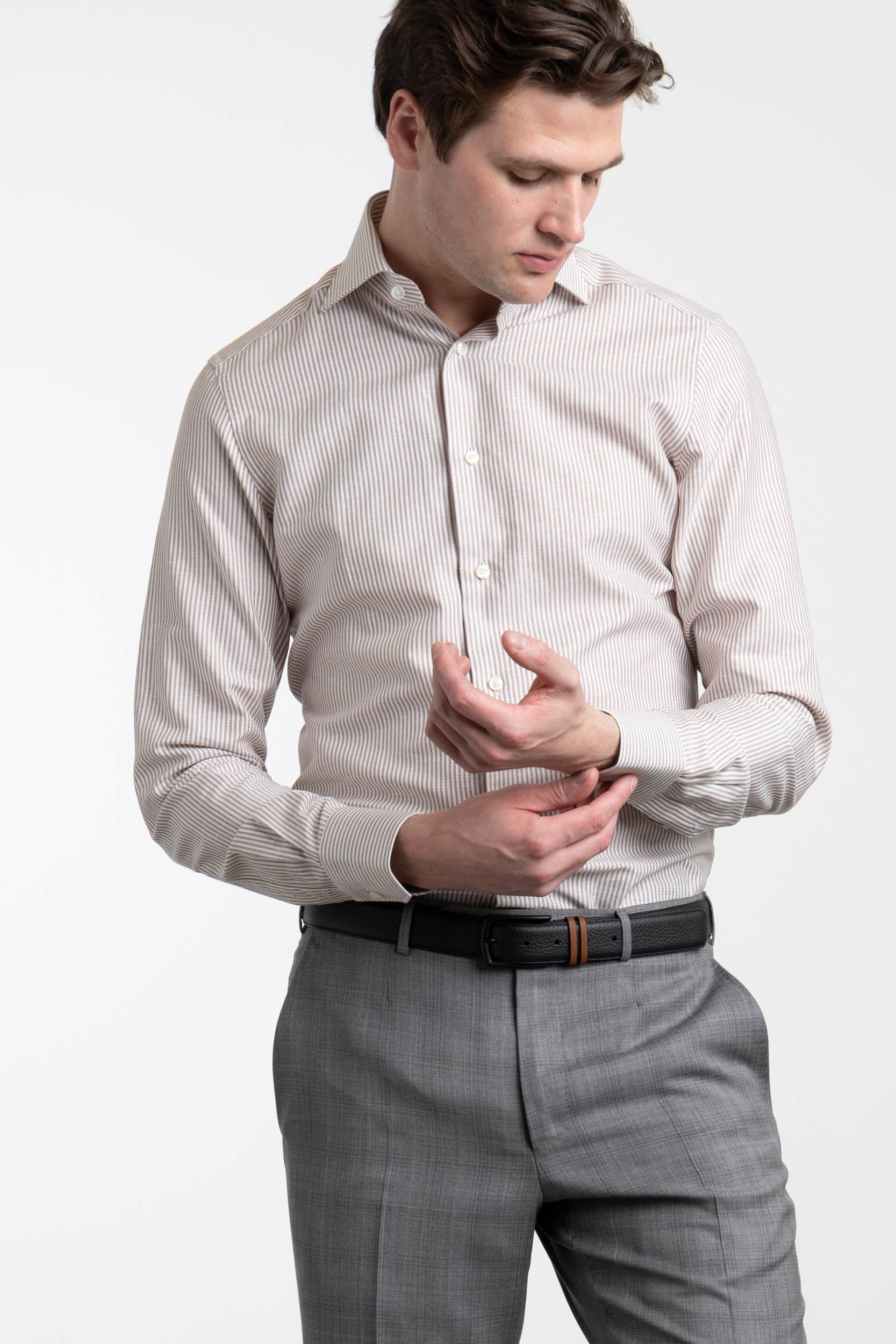 White and Grey Trecapi Striped Shirt