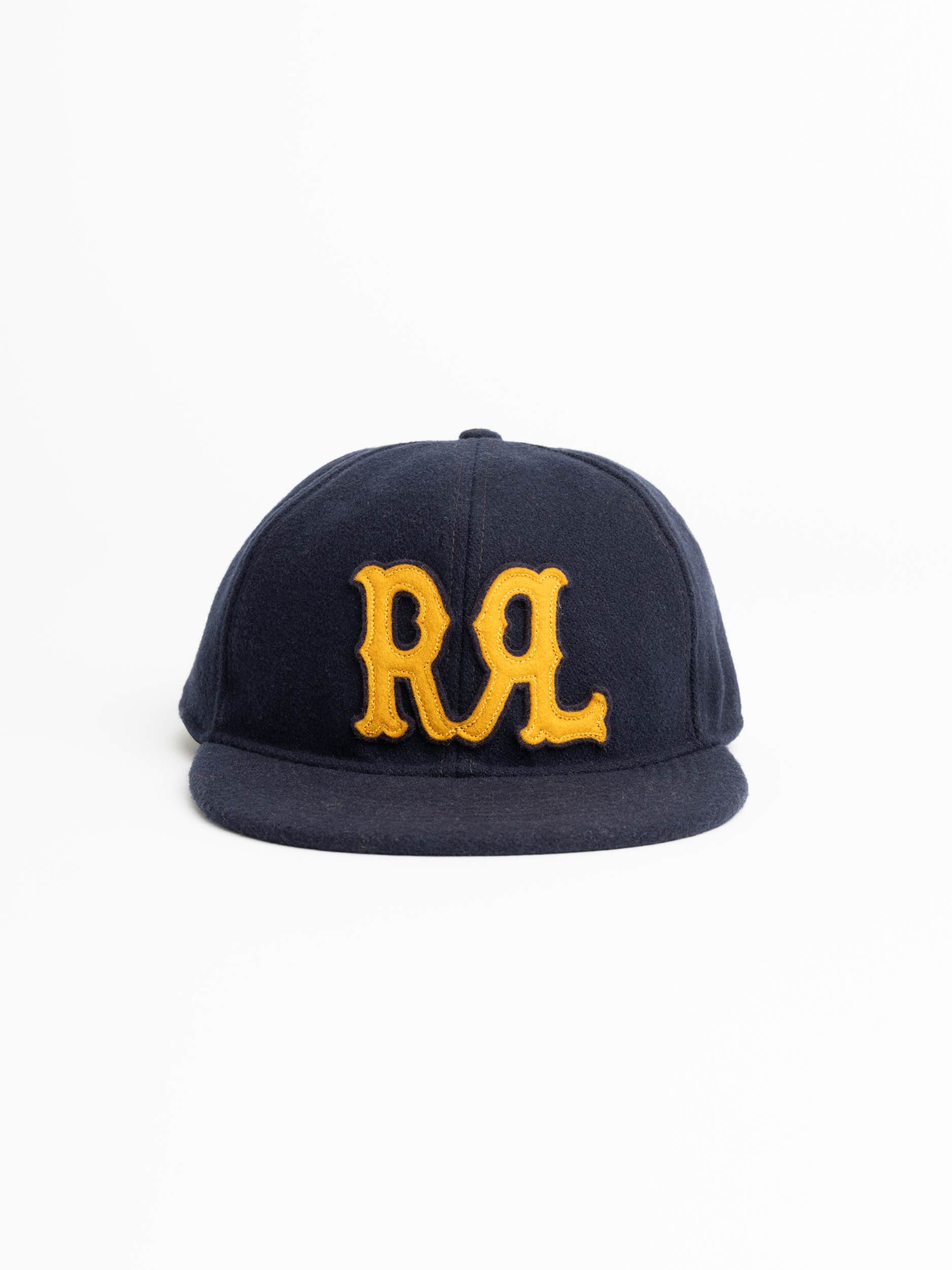 Navy Wool Felt Fitted Ball Cap