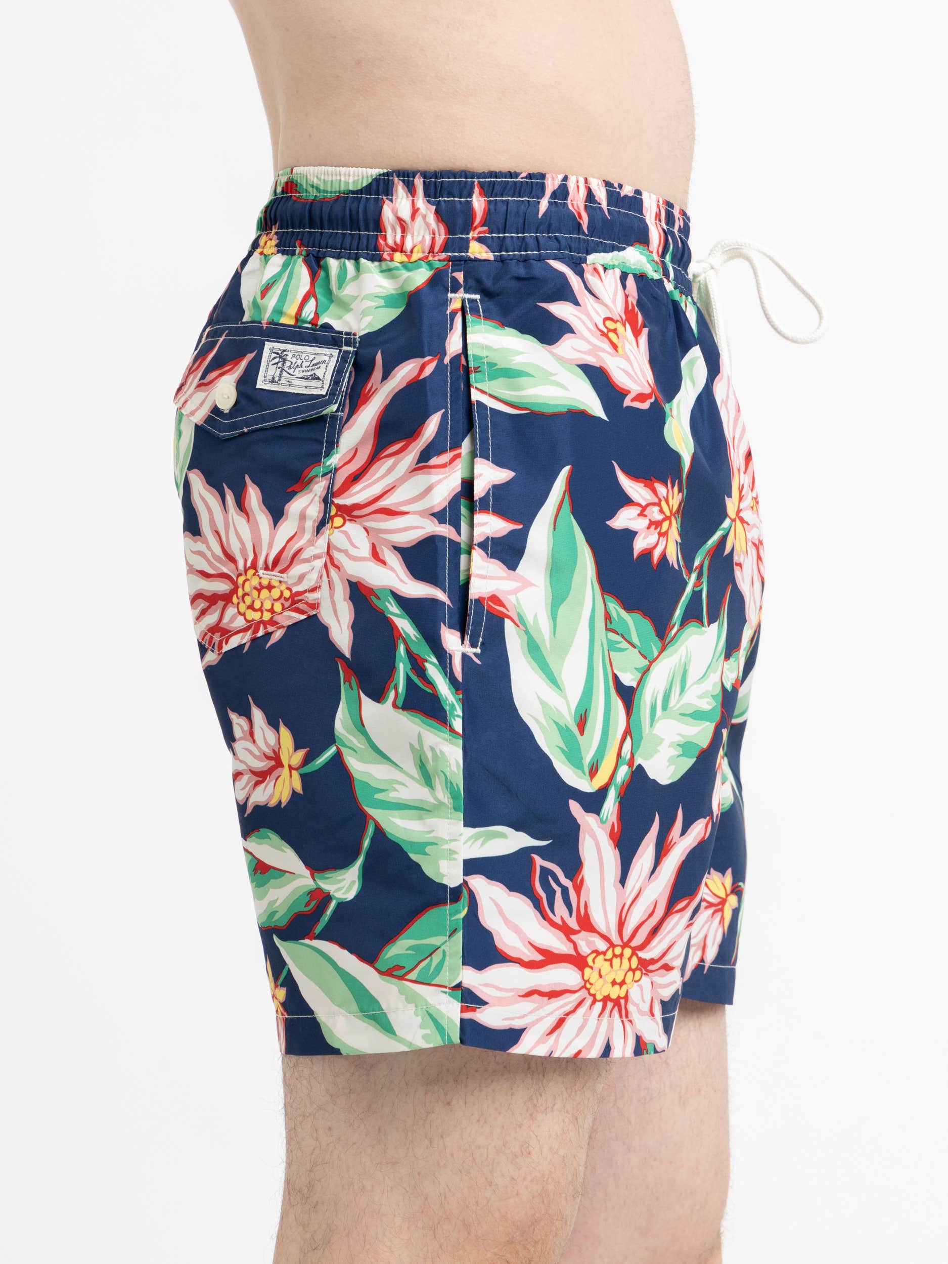 Navy 5.75-Inch Floral Swim Trunks