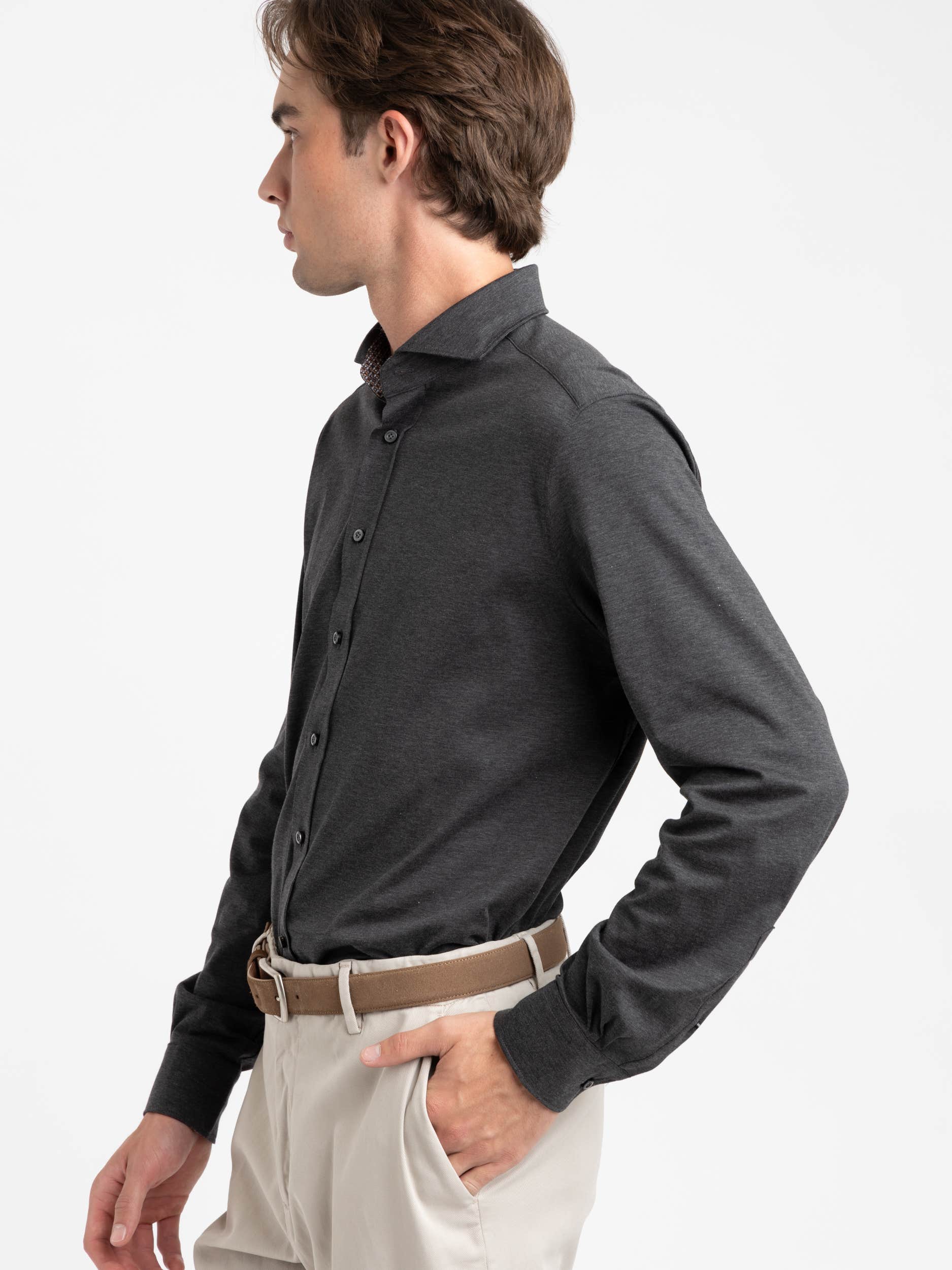 Charcoal Grey Modern Fit Dress Shirt