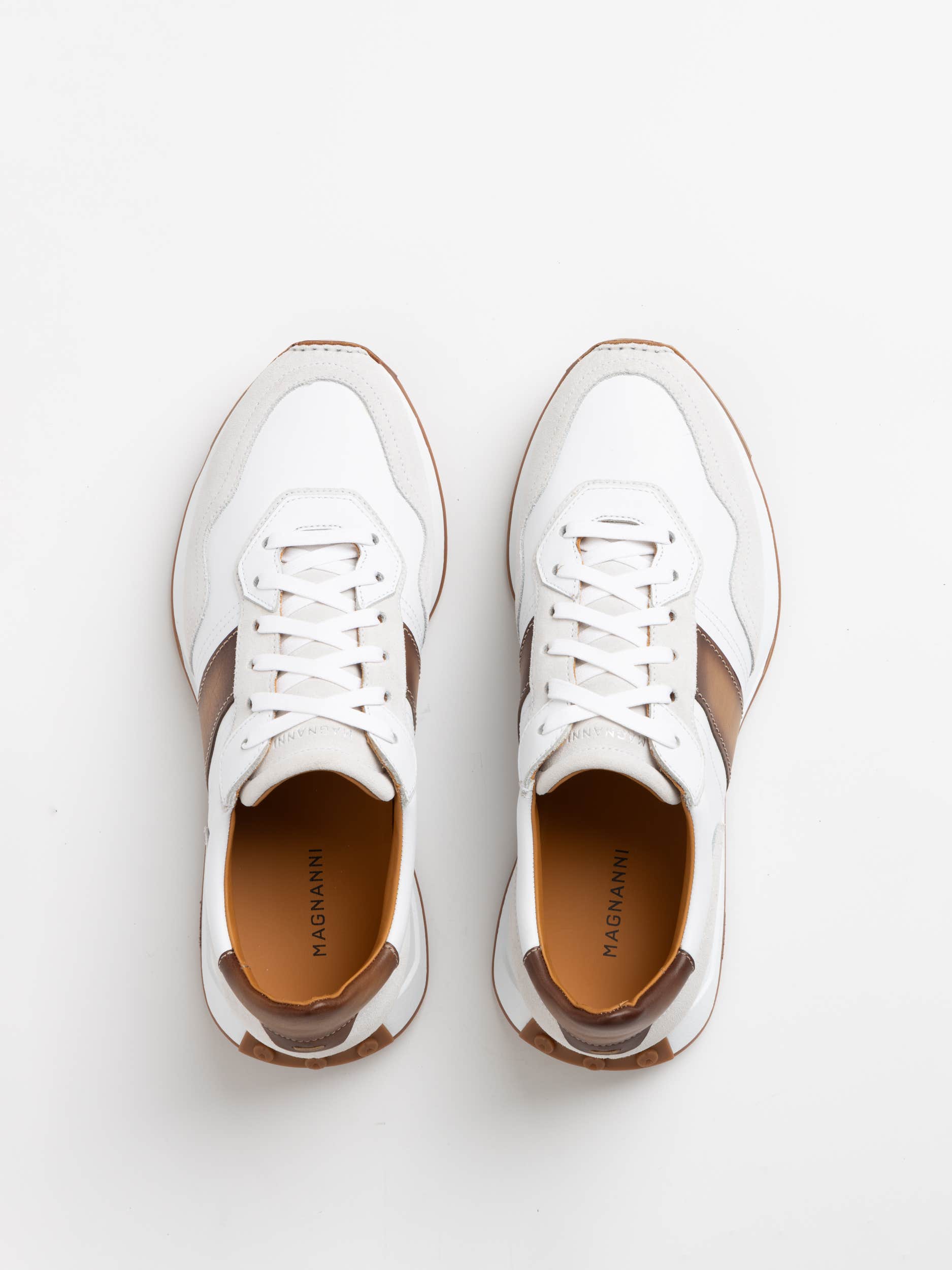 White/Brown Leather Romero Sneakers