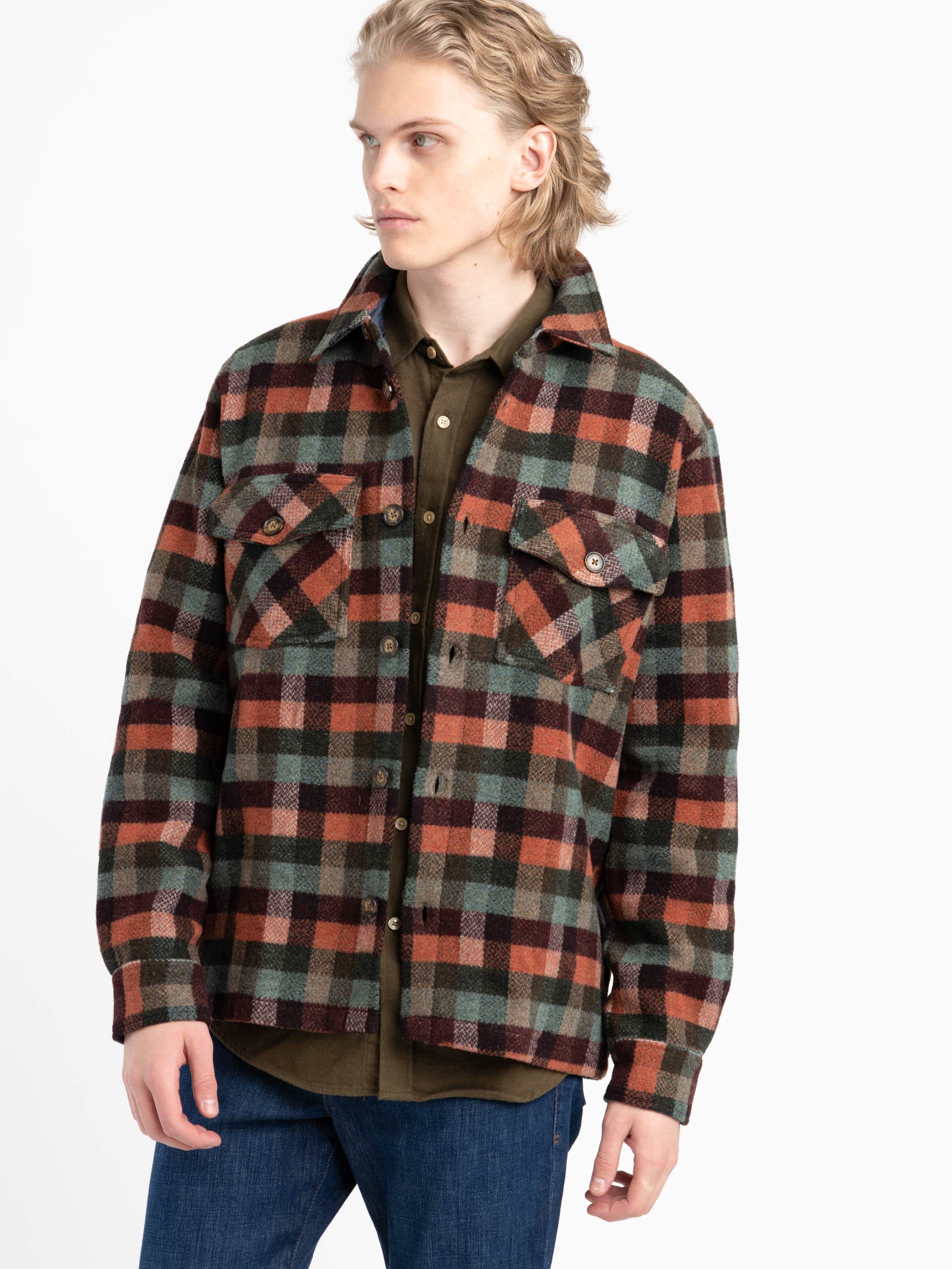 Red Check Block Overshirt