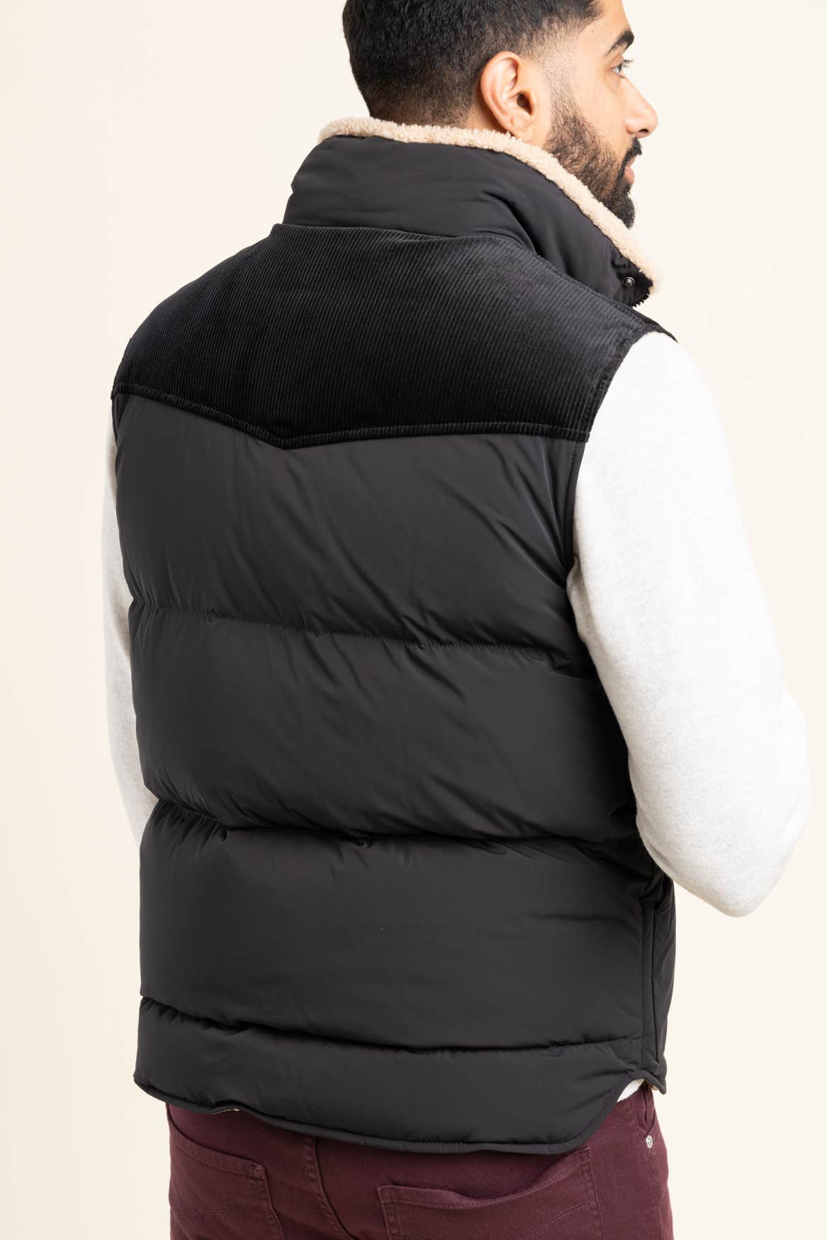 Cotton-Corduroy and Shearling-Trimmed Shell Down Vest