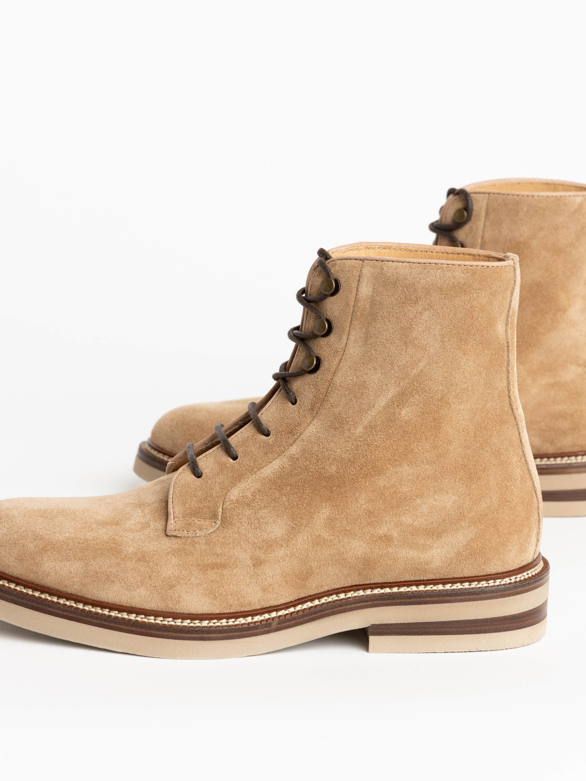 Medium Brown Suede Lace-Up Boot