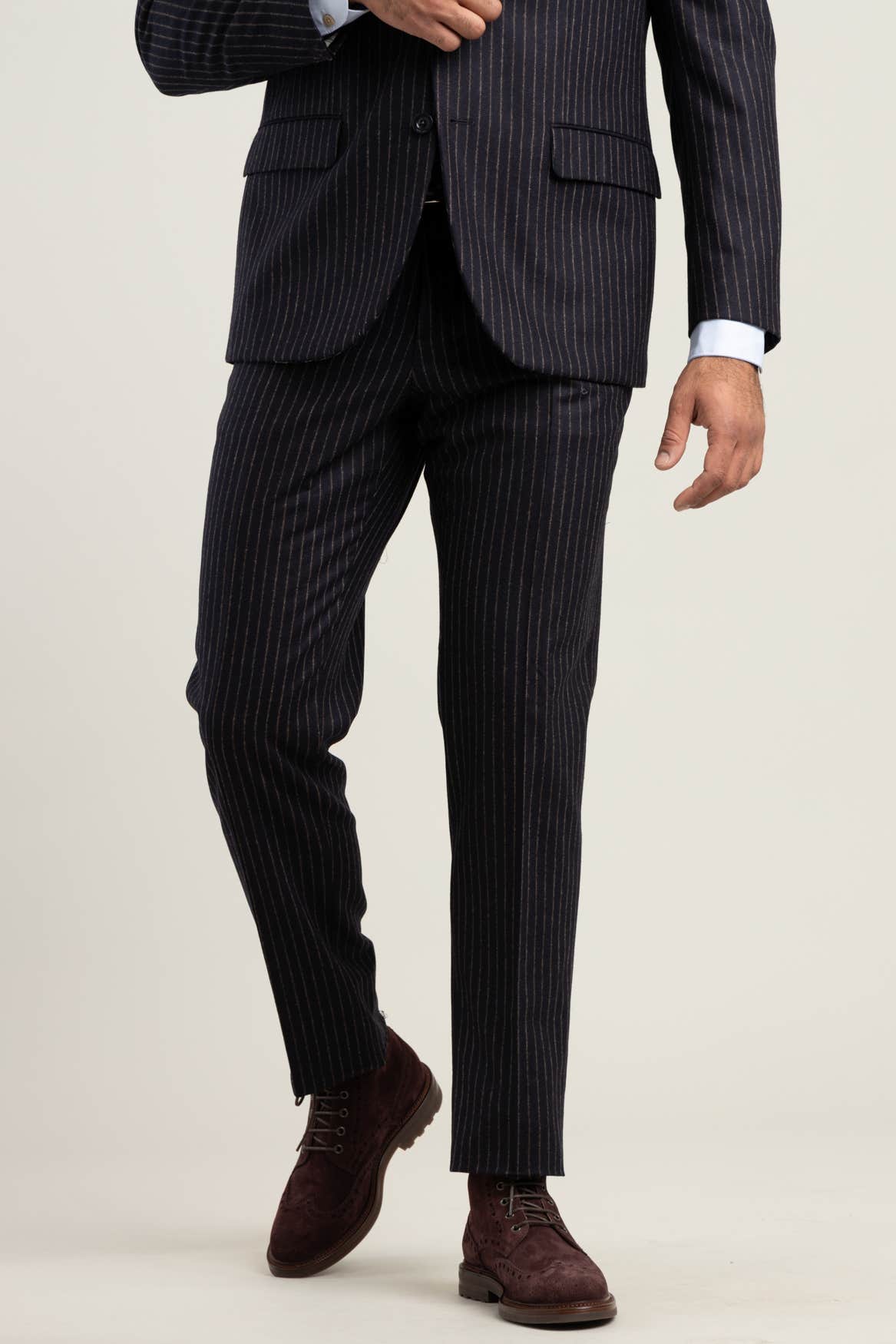 Navy Pin Striped Flannel Suit