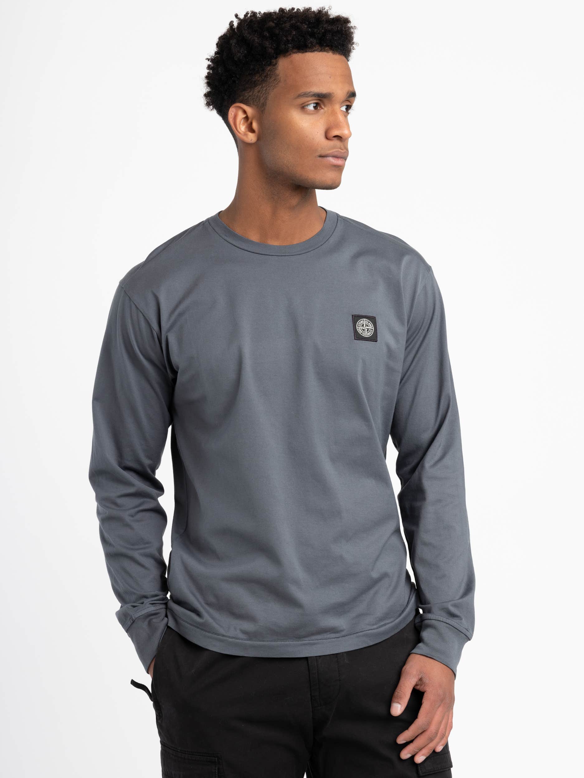 Grey Long-Sleeve Crewneck Tee