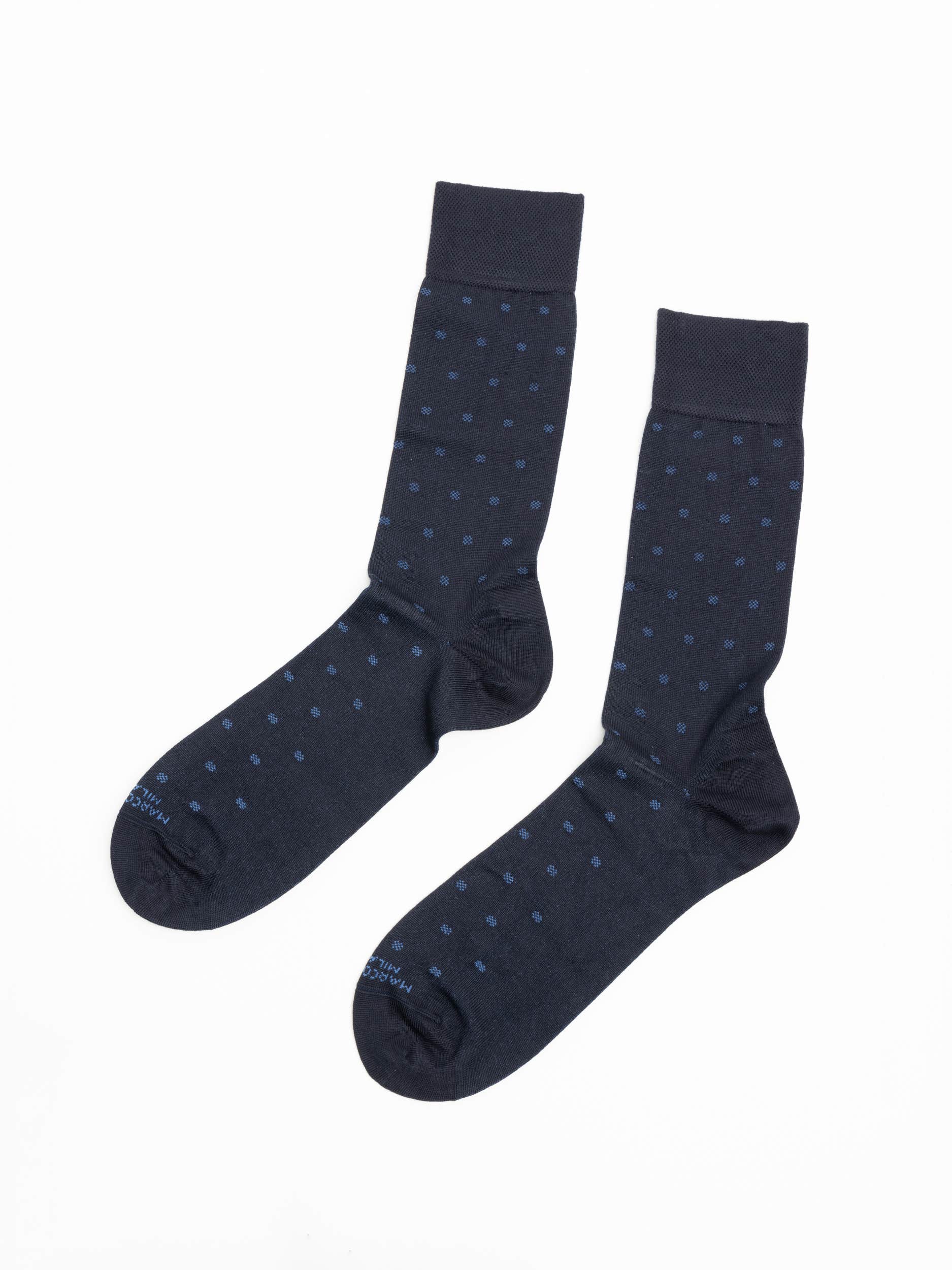 Navy Micro Polka-Dot Mousse of Modal Dress Socks