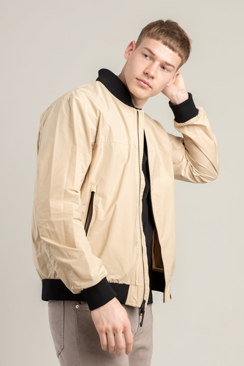 Cream bomber jacket on sale men