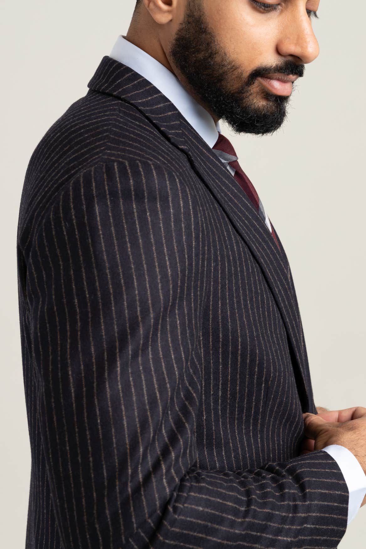 Navy Pin Striped Flannel Suit