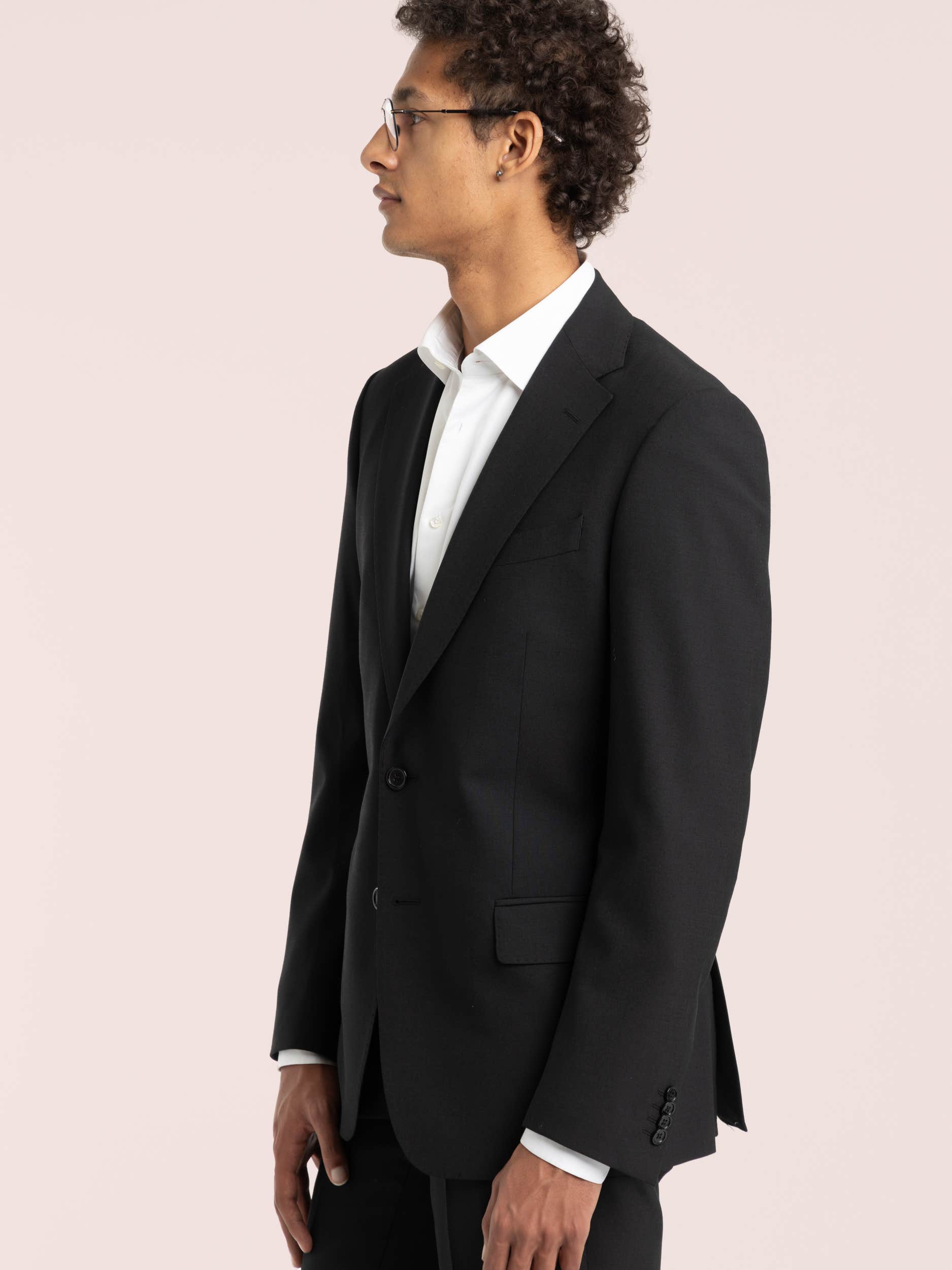 Black Wool-Blend Suit