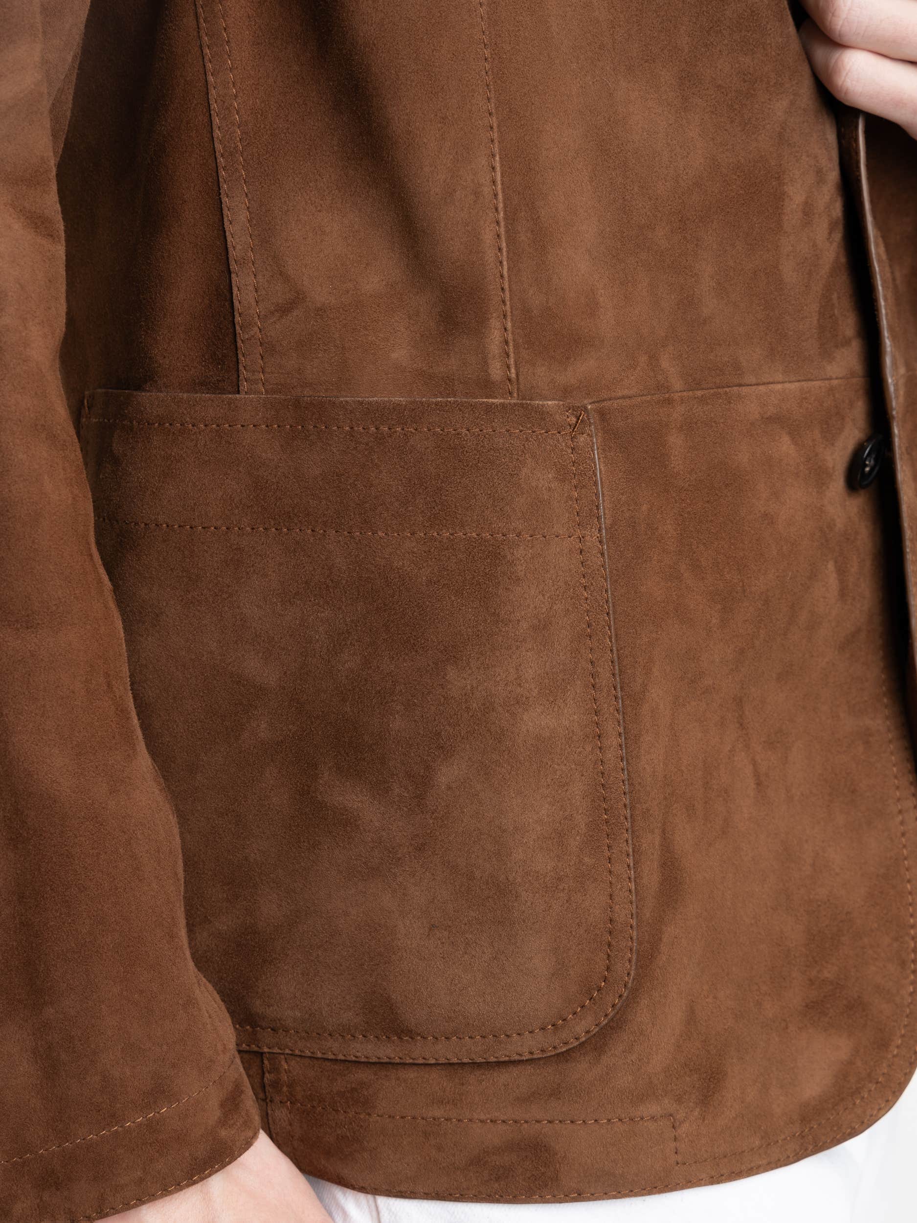 Chestnut Brown Hand-Tailored Suede Sport Jacket