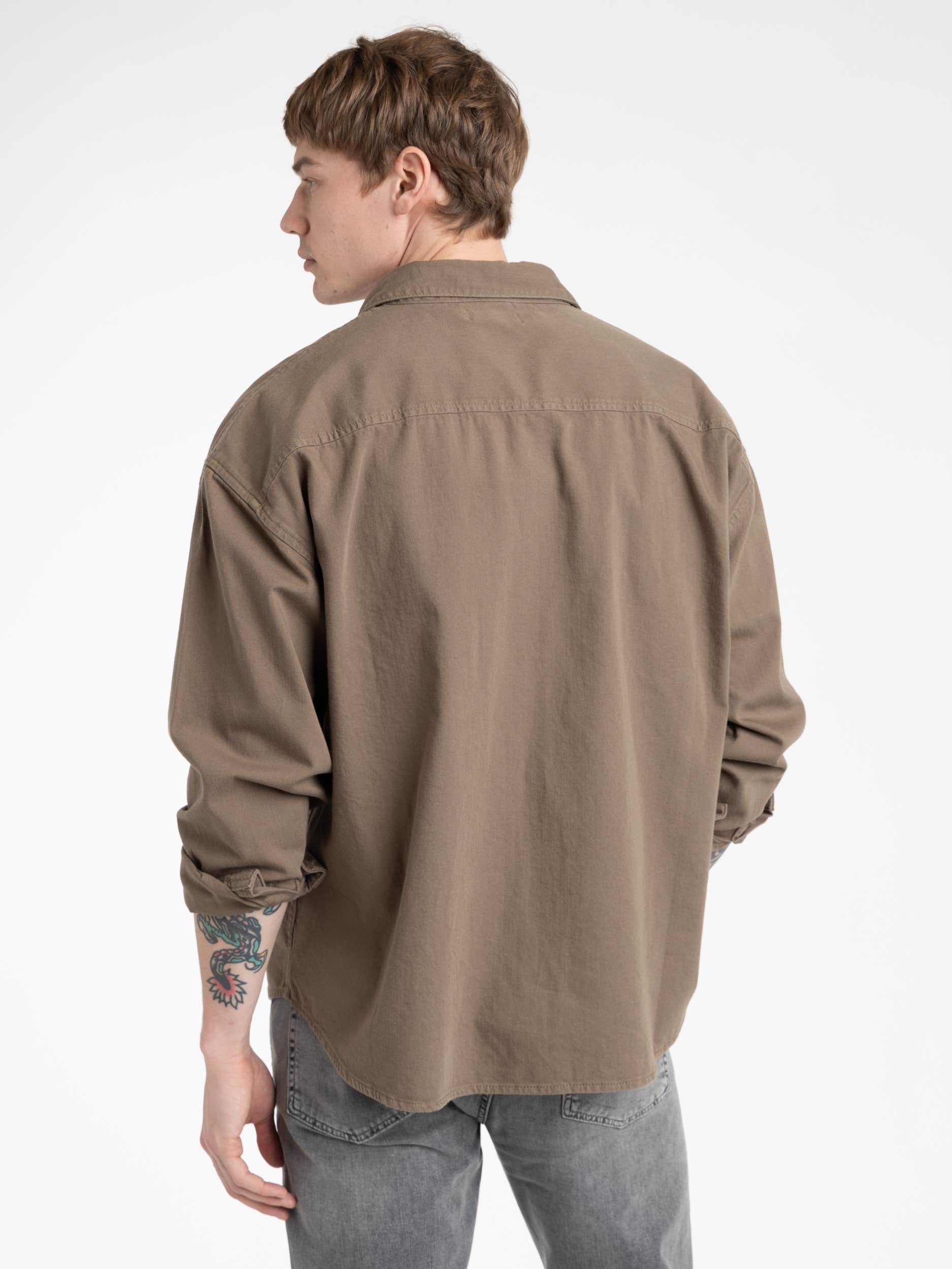 Relaxed Denim Shirt in Taupe