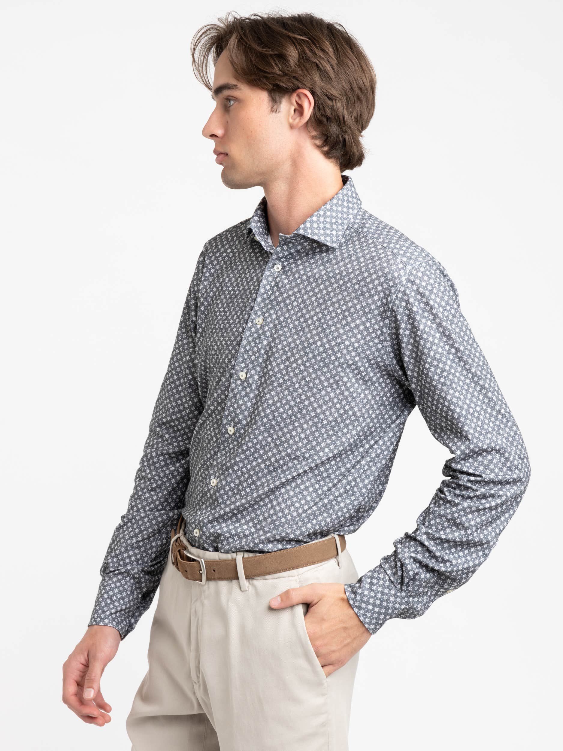 Dark Grey Modern Fit Dress Shirt