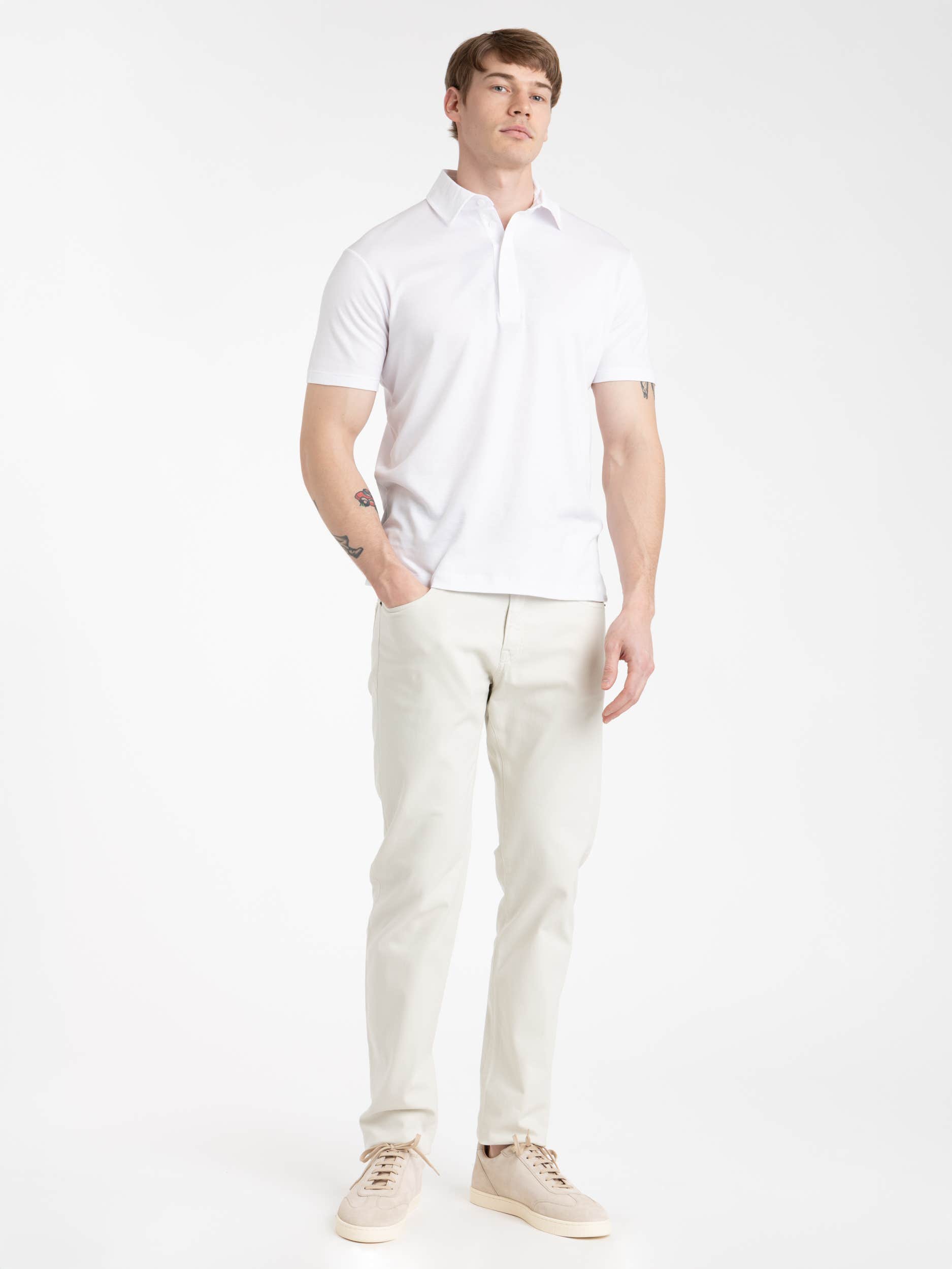 White Cotton Chino Stretch Jeans