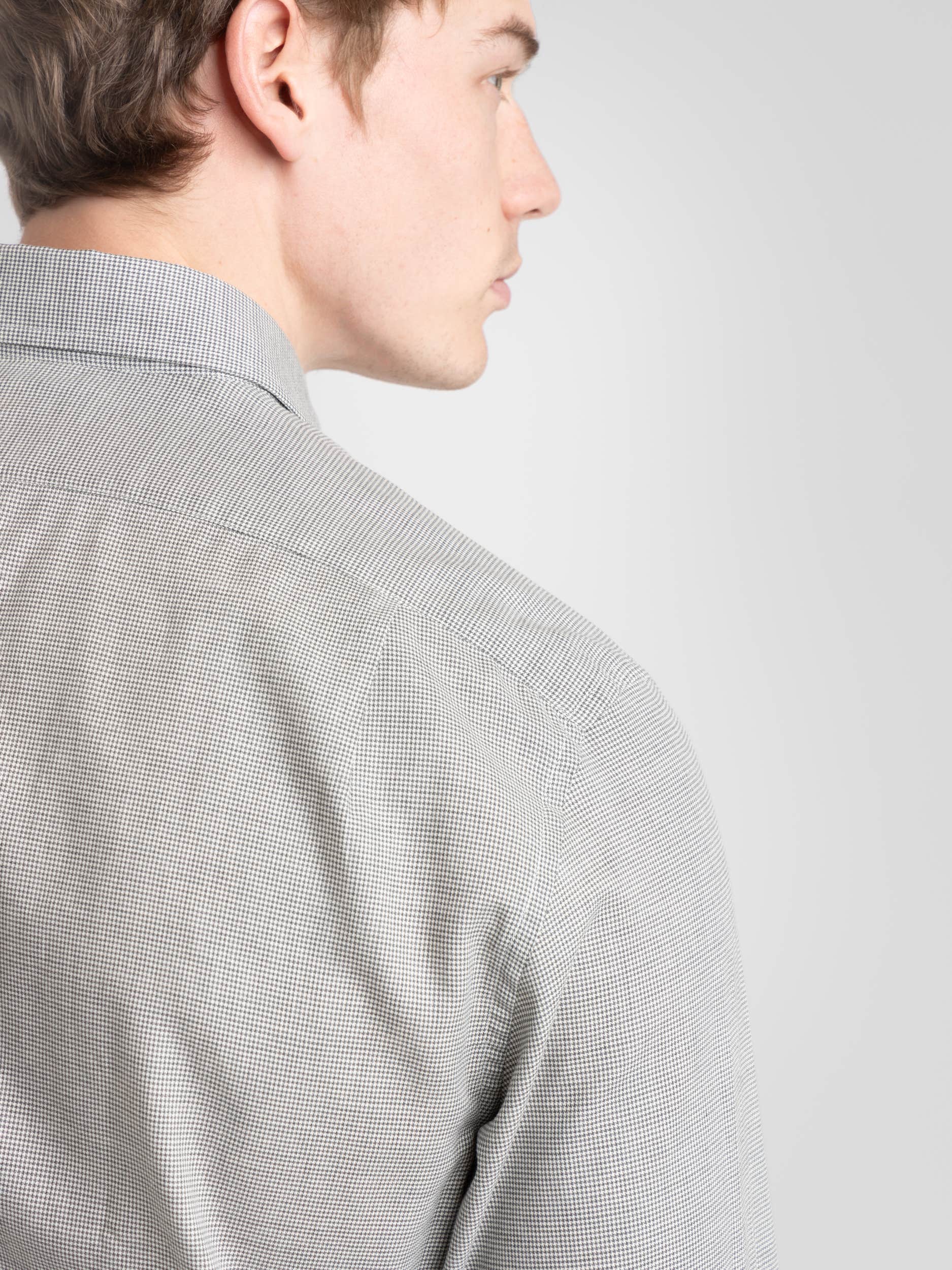Grey/White Herringbone Shirt
