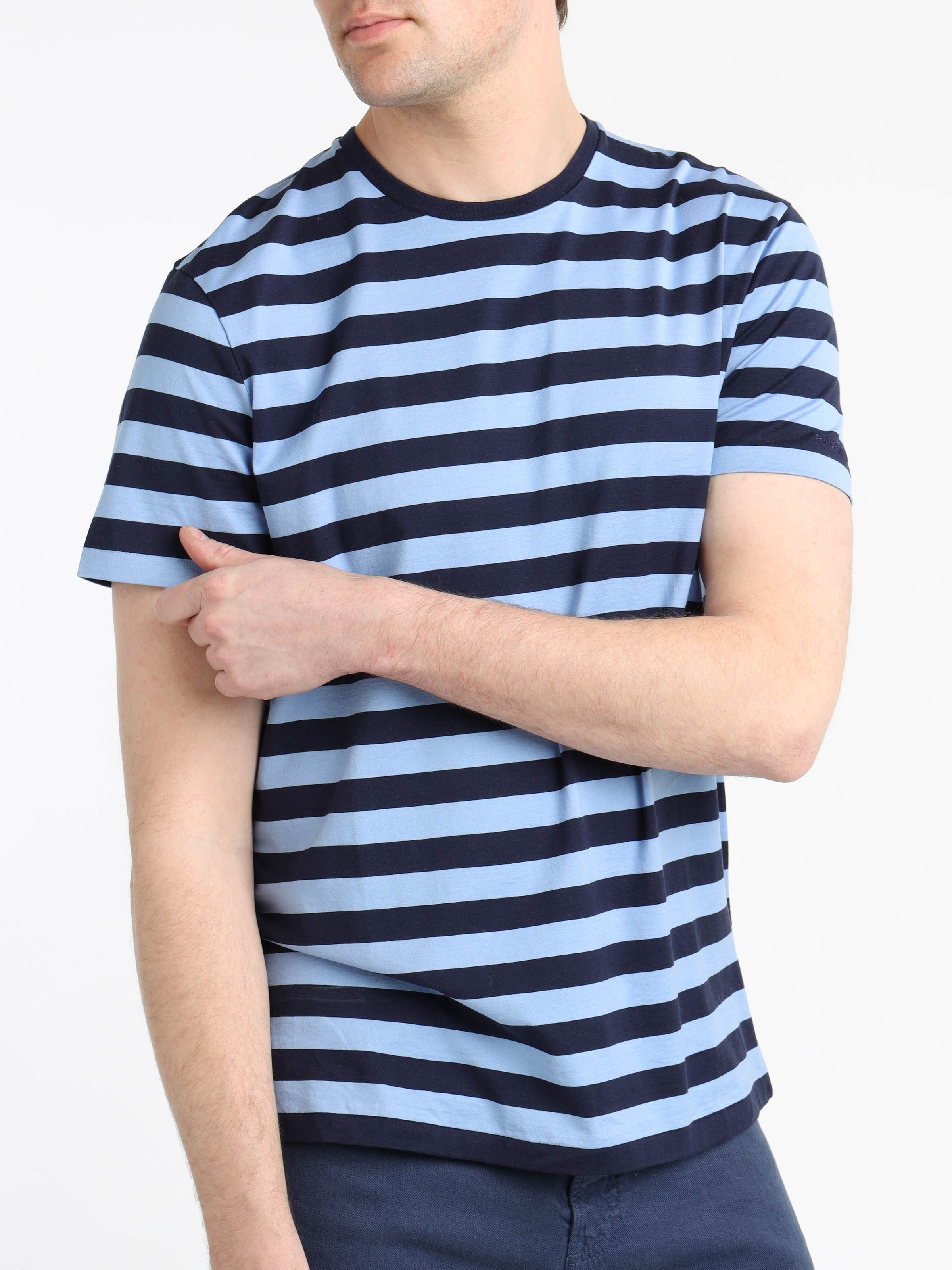 Spring Navy Striped Lisle Crewneck T-Shirt