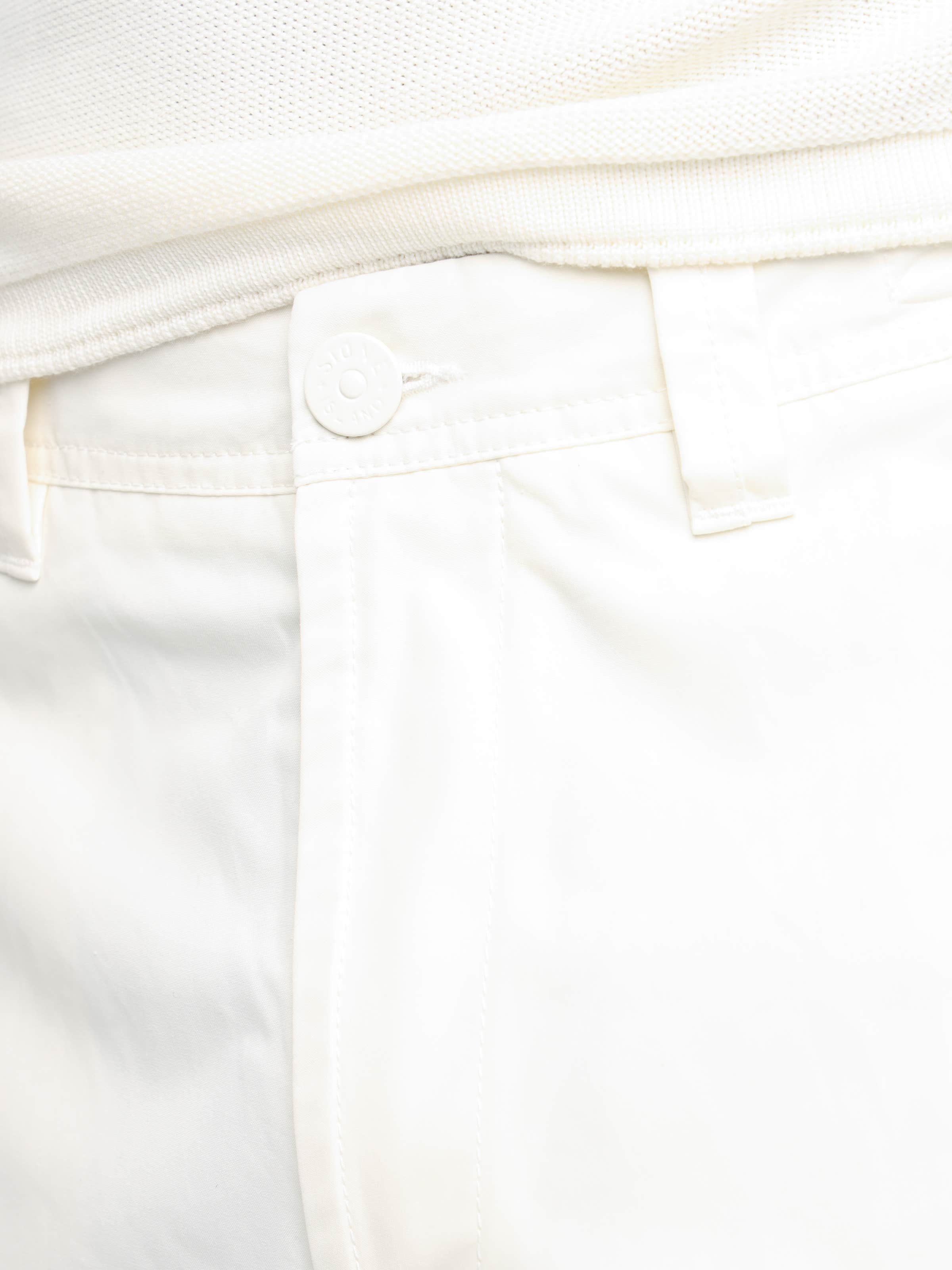 White Weatherproof Cotton Canvas Cargo Pants