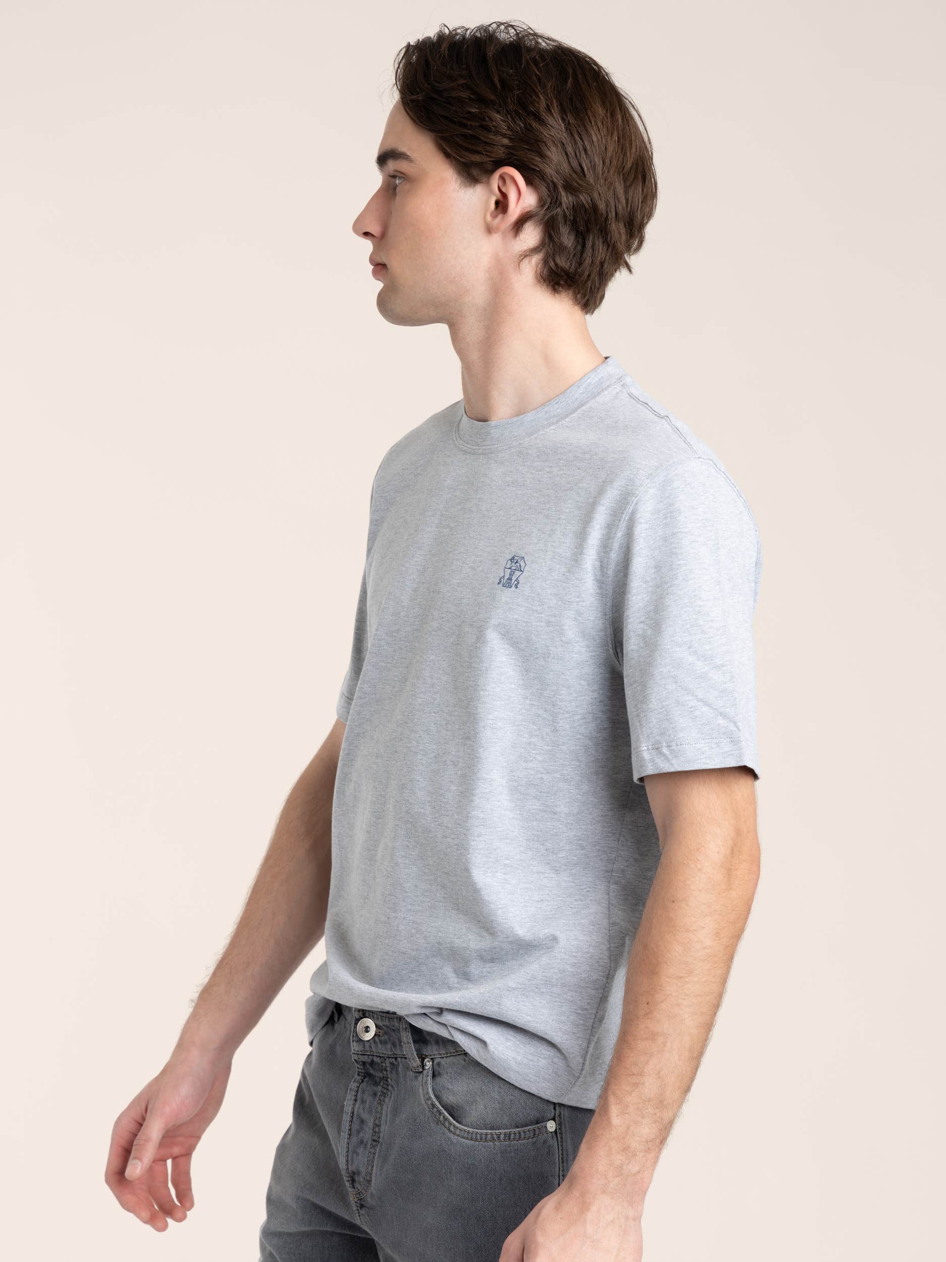 Grey Cotton Jersey Crewneck T-Shirt