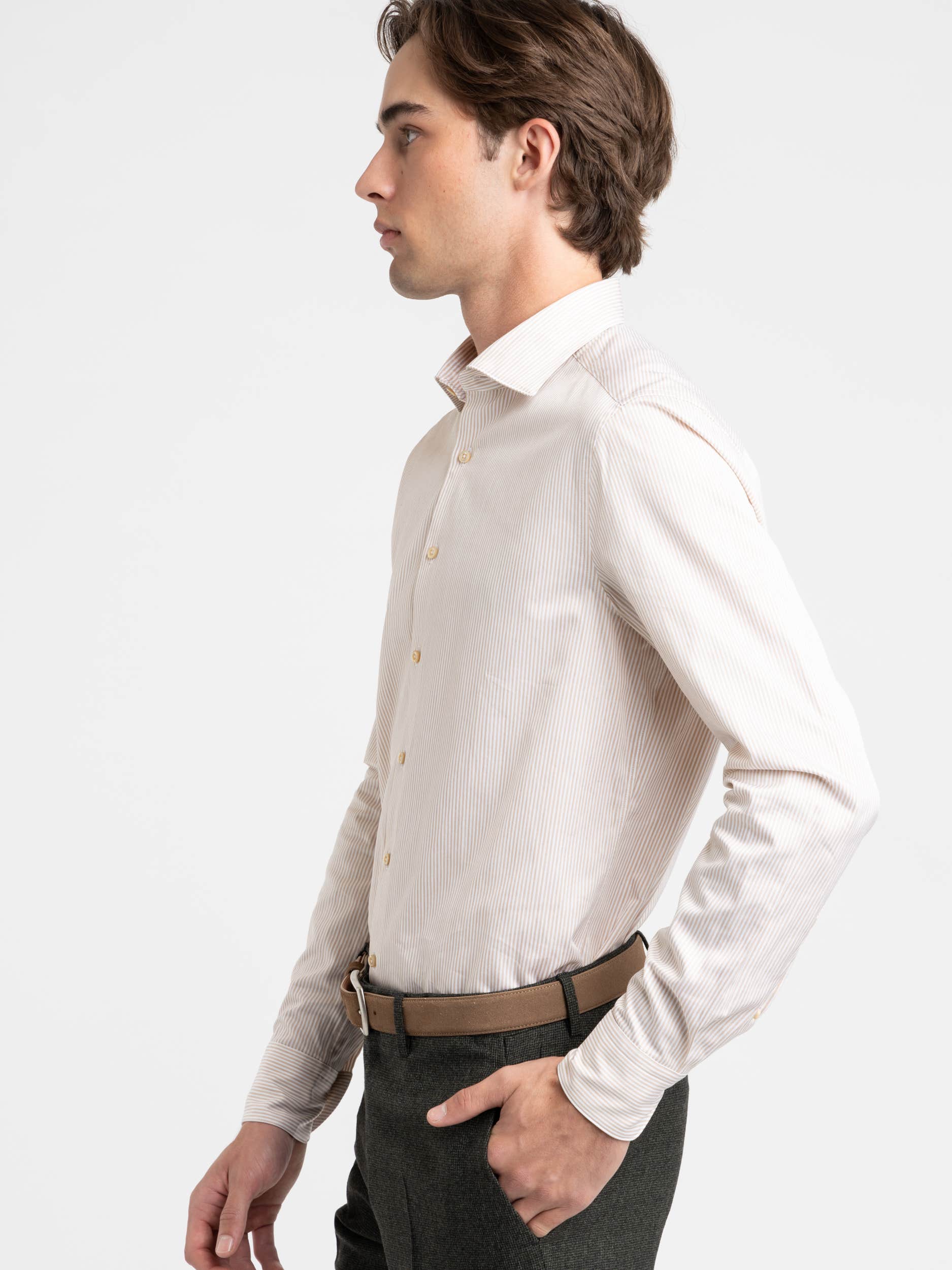 Brown Striped Slimline Shirt
