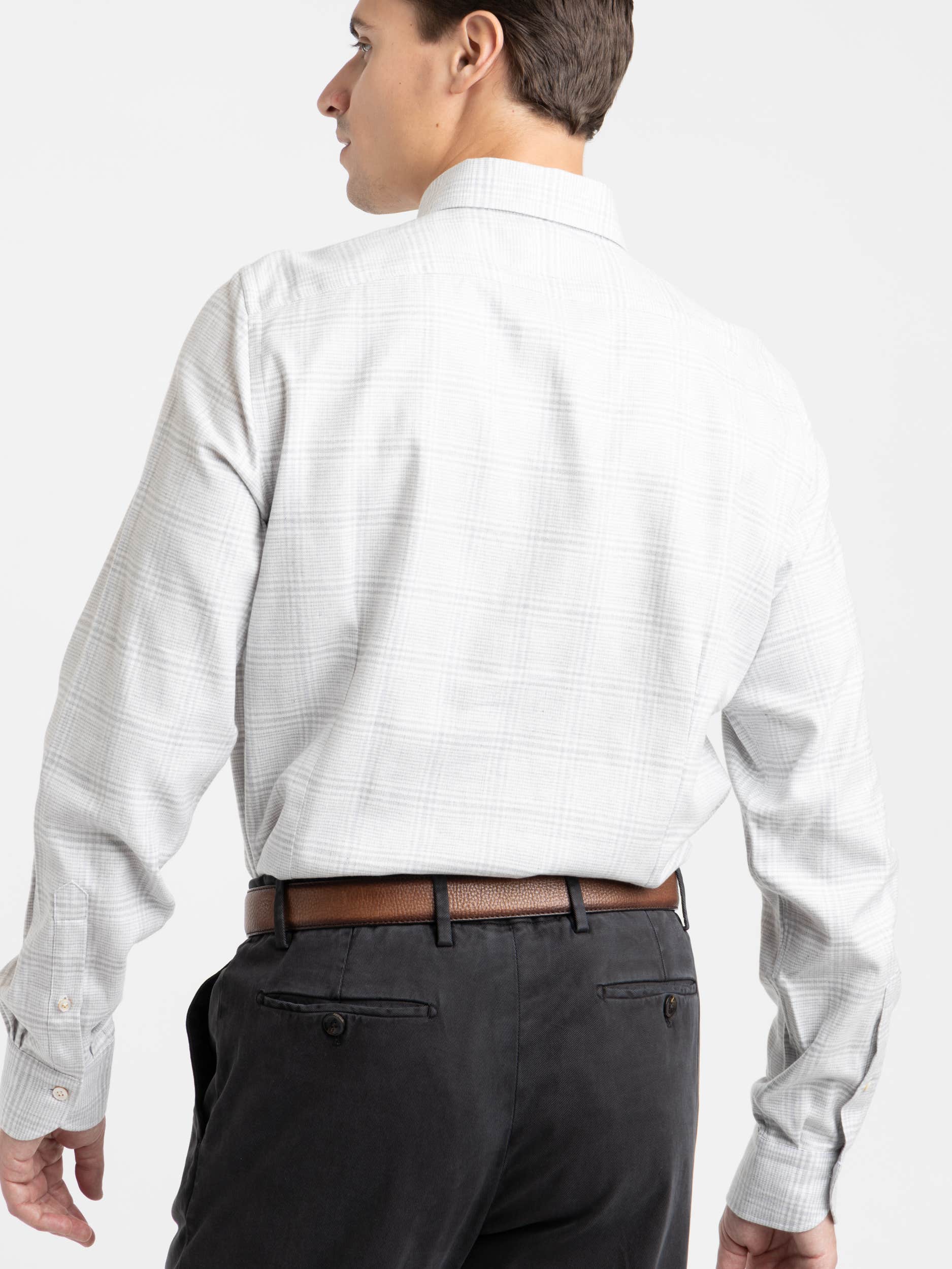 Grey Cotton-Blend Modern Fit Dress Shirt