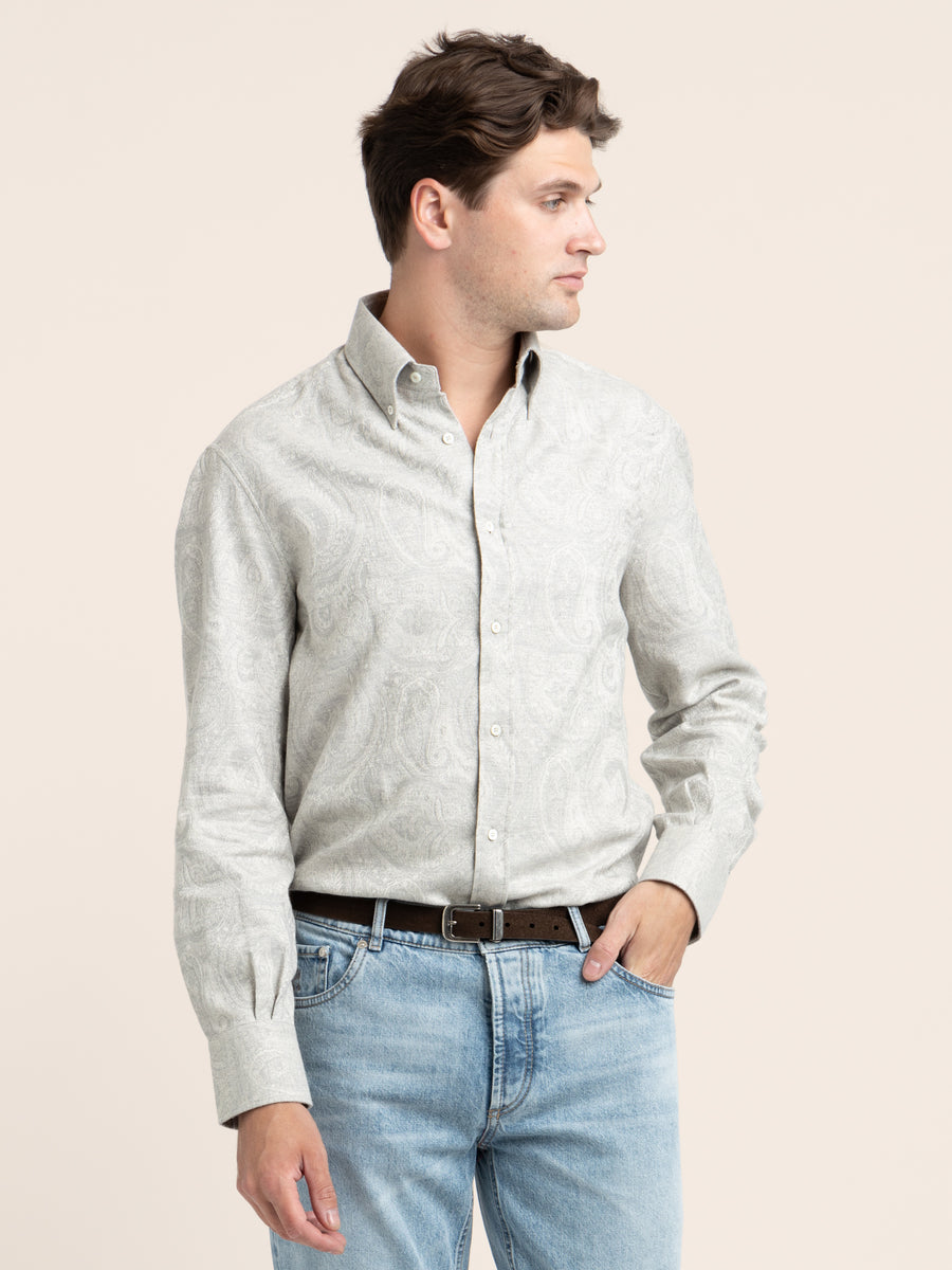 white paisley shirt