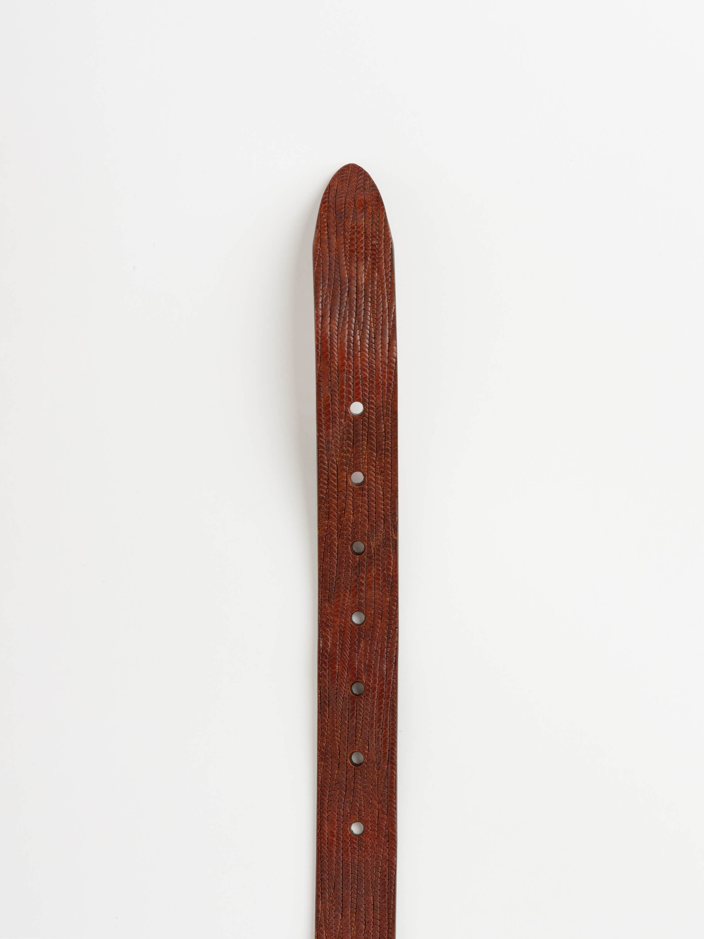 Dark Brown Bark-Effect Calfskin Belt