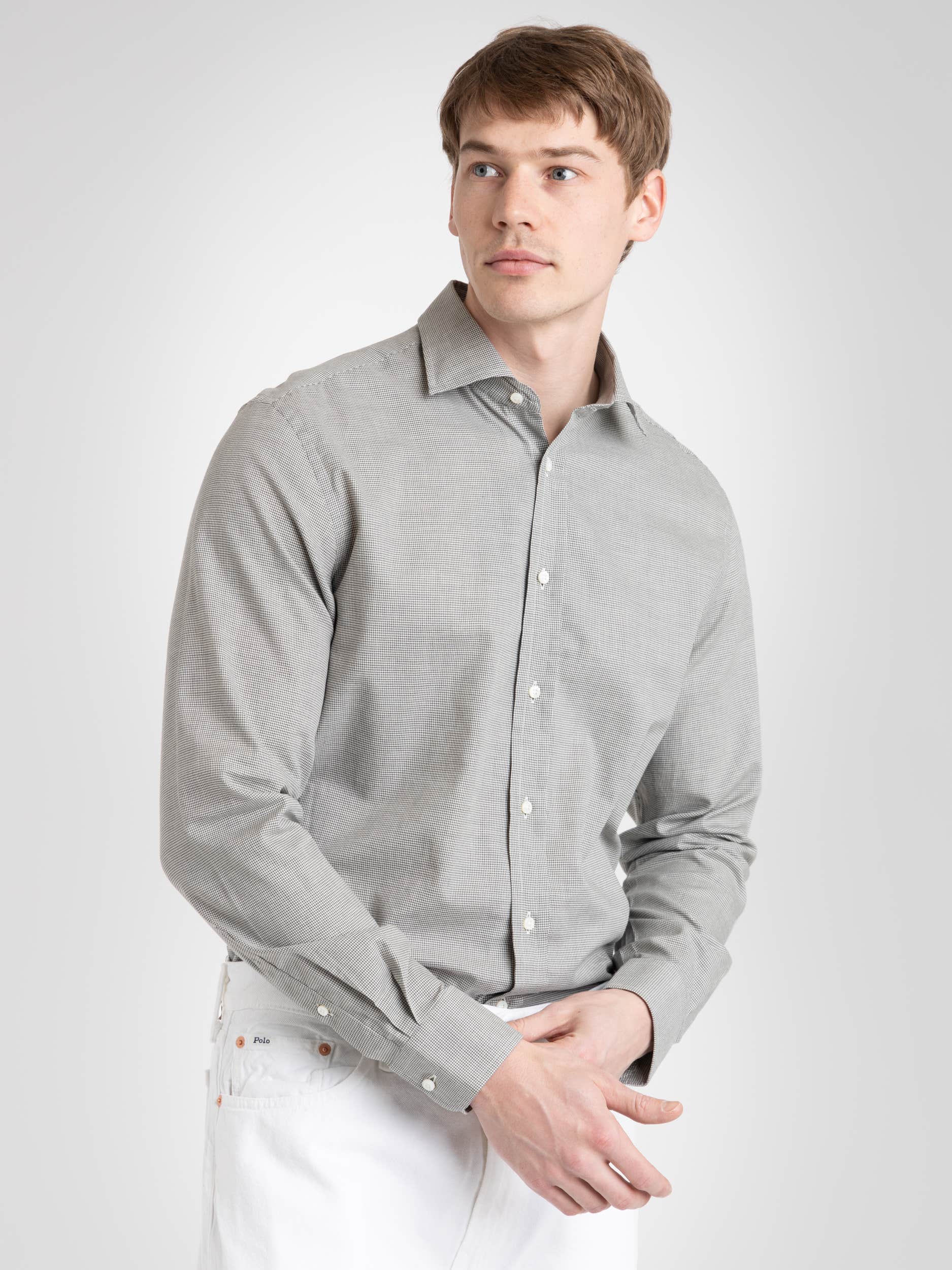 Grey/White Herringbone Shirt