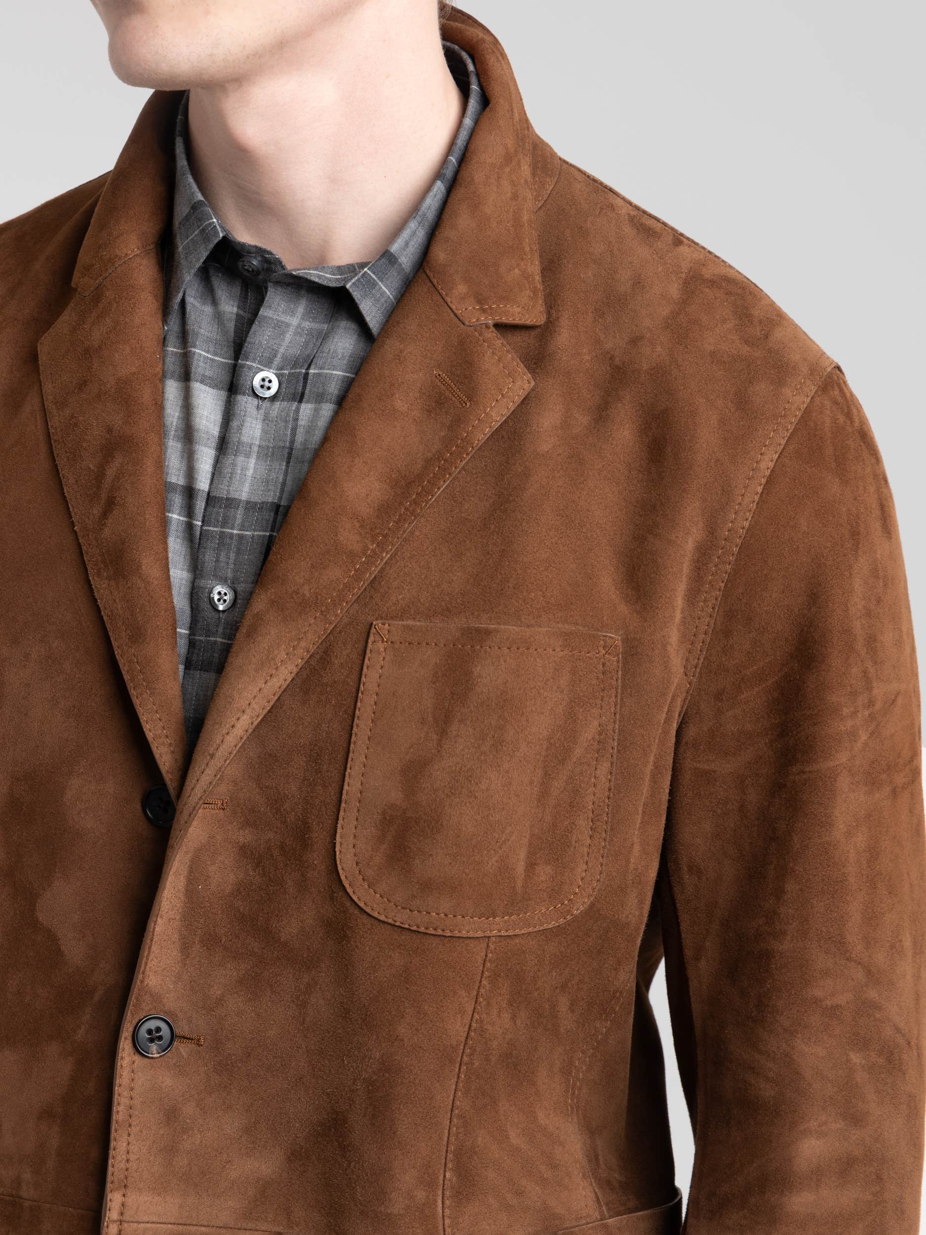Chestnut Brown Hand-Tailored Suede Sport Jacket