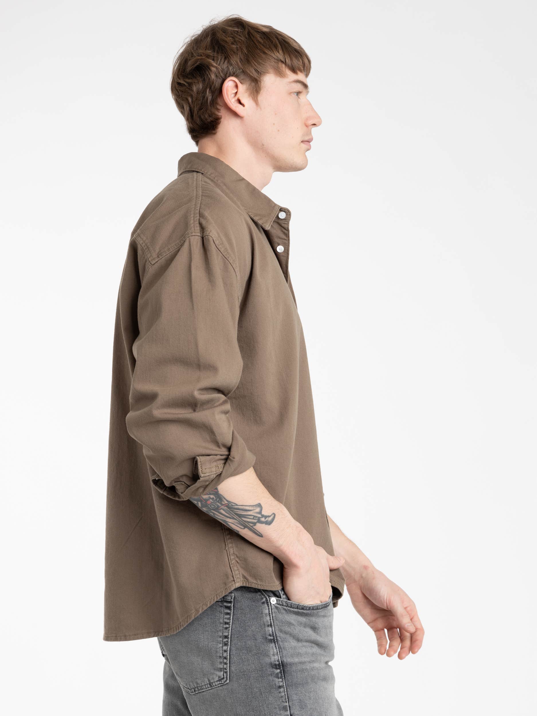 Relaxed Denim Shirt in Taupe