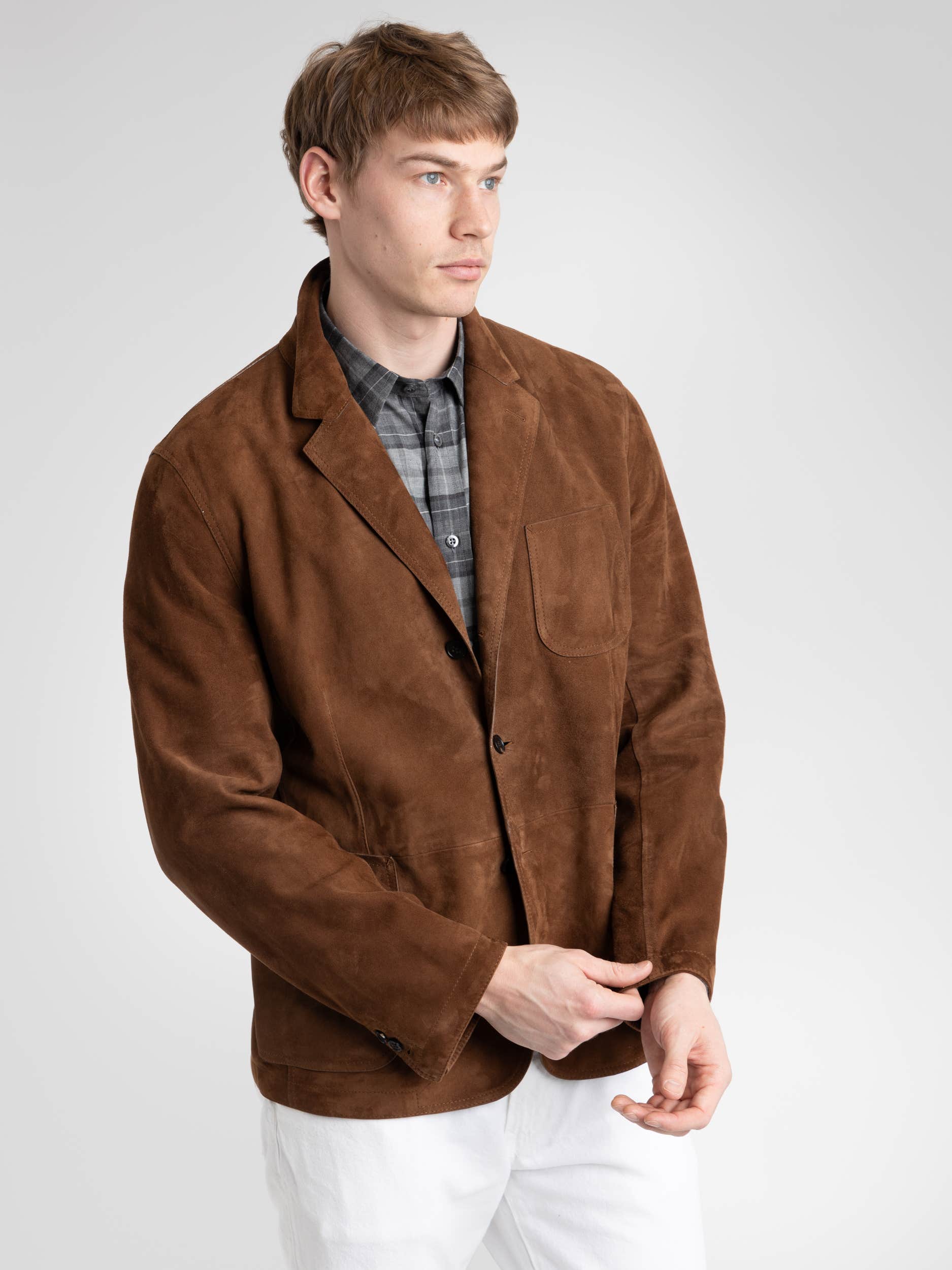 Chestnut Brown Hand-Tailored Suede Sport Jacket