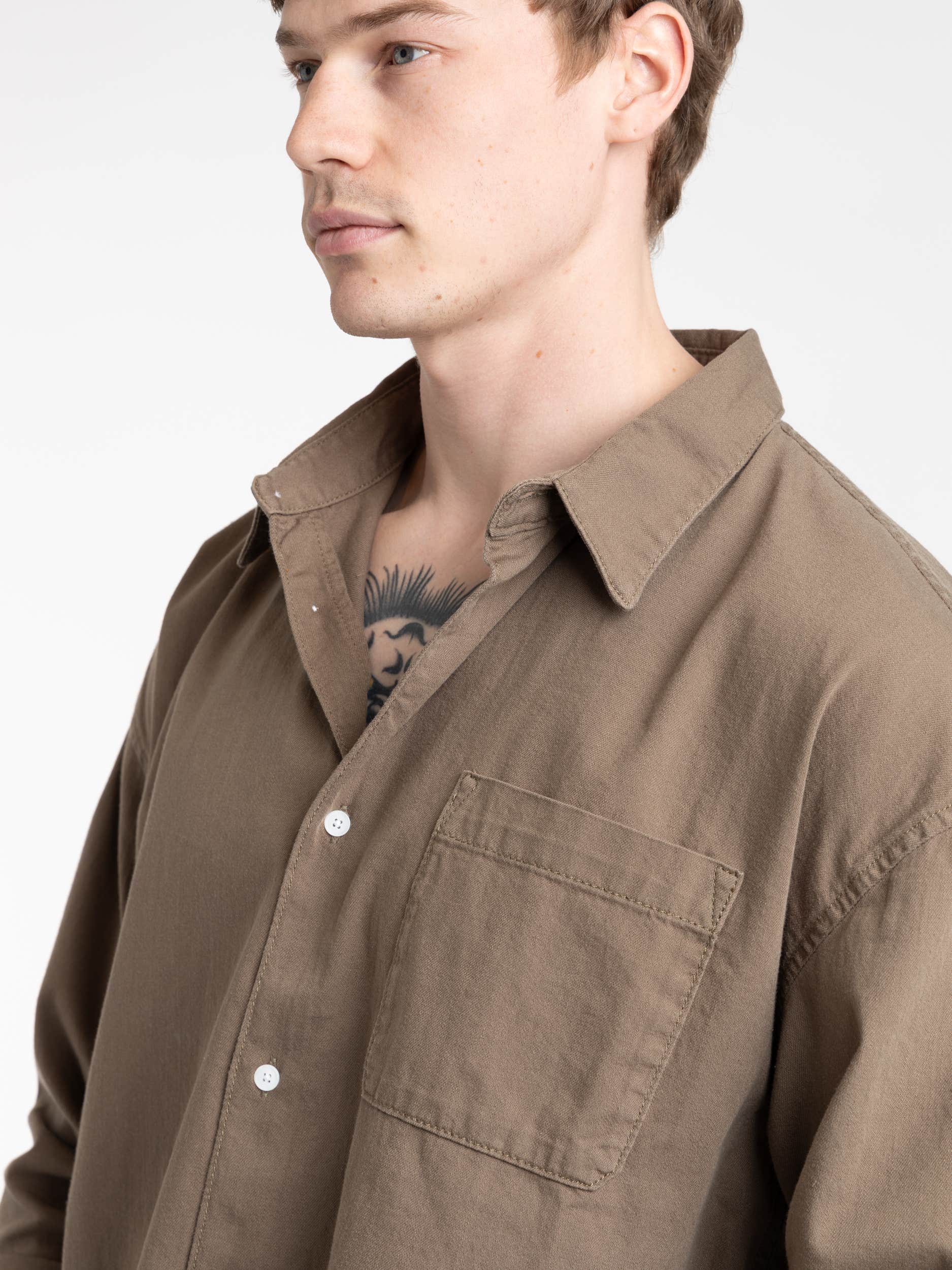 Relaxed Denim Shirt in Taupe