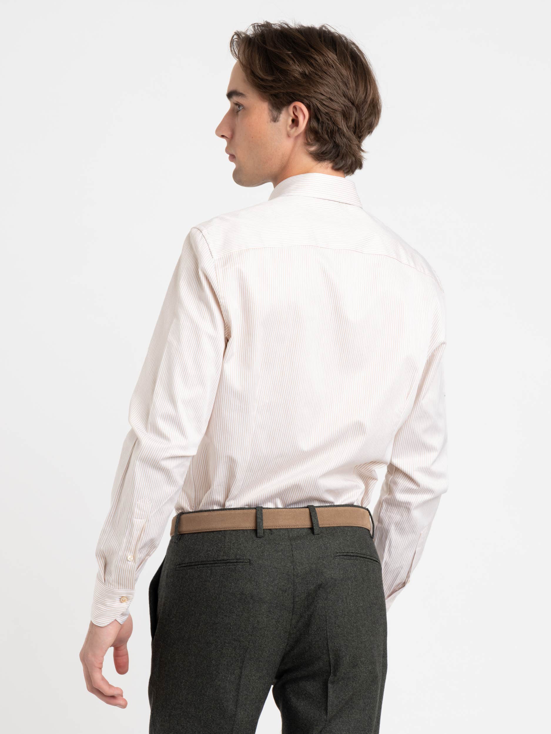 Brown Striped Slimline Shirt