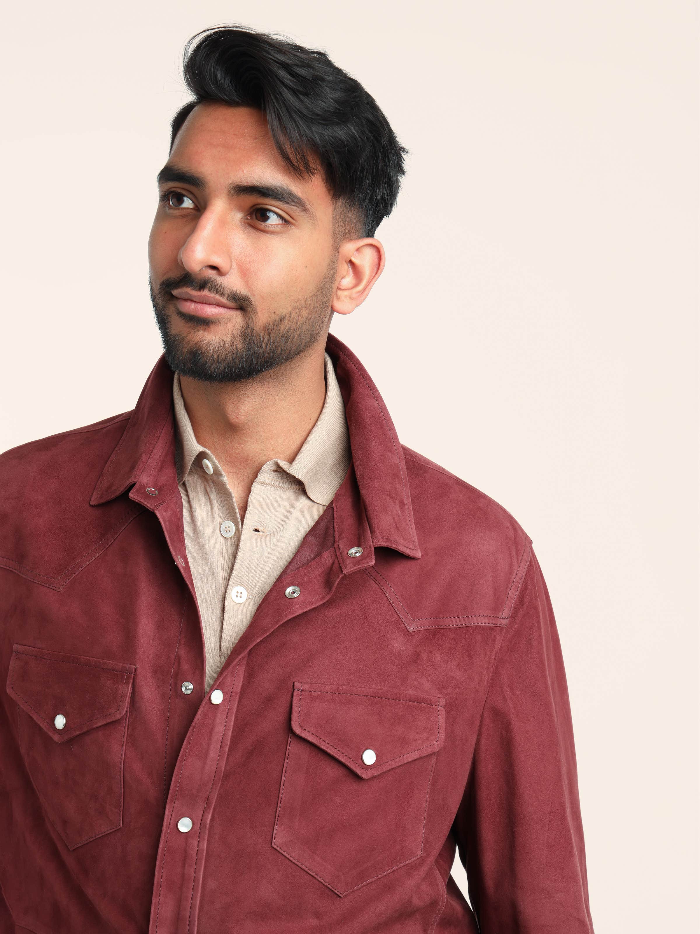 Red Lightweight Suede Shirt