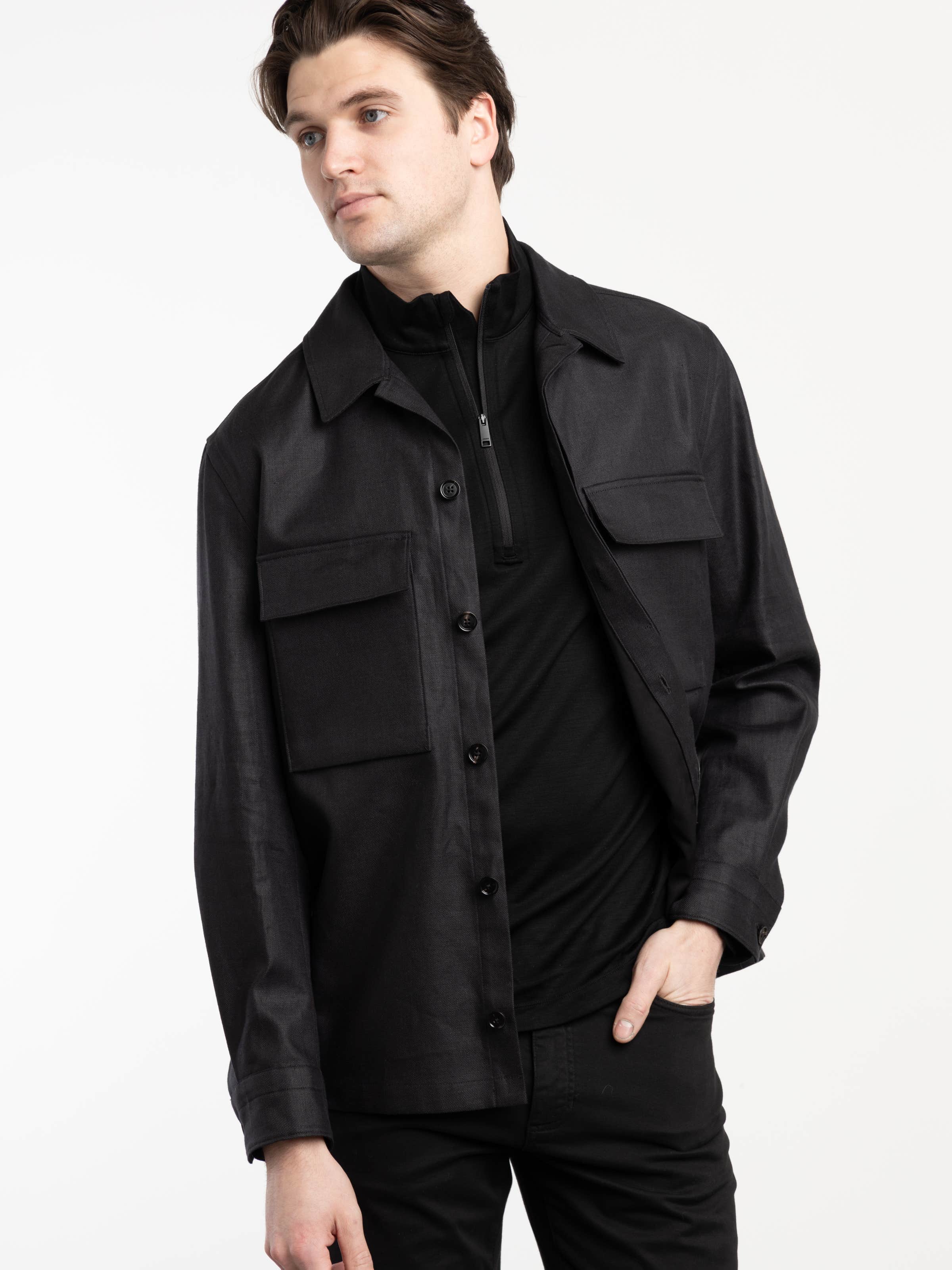 Black Oasi Lino Overshirt