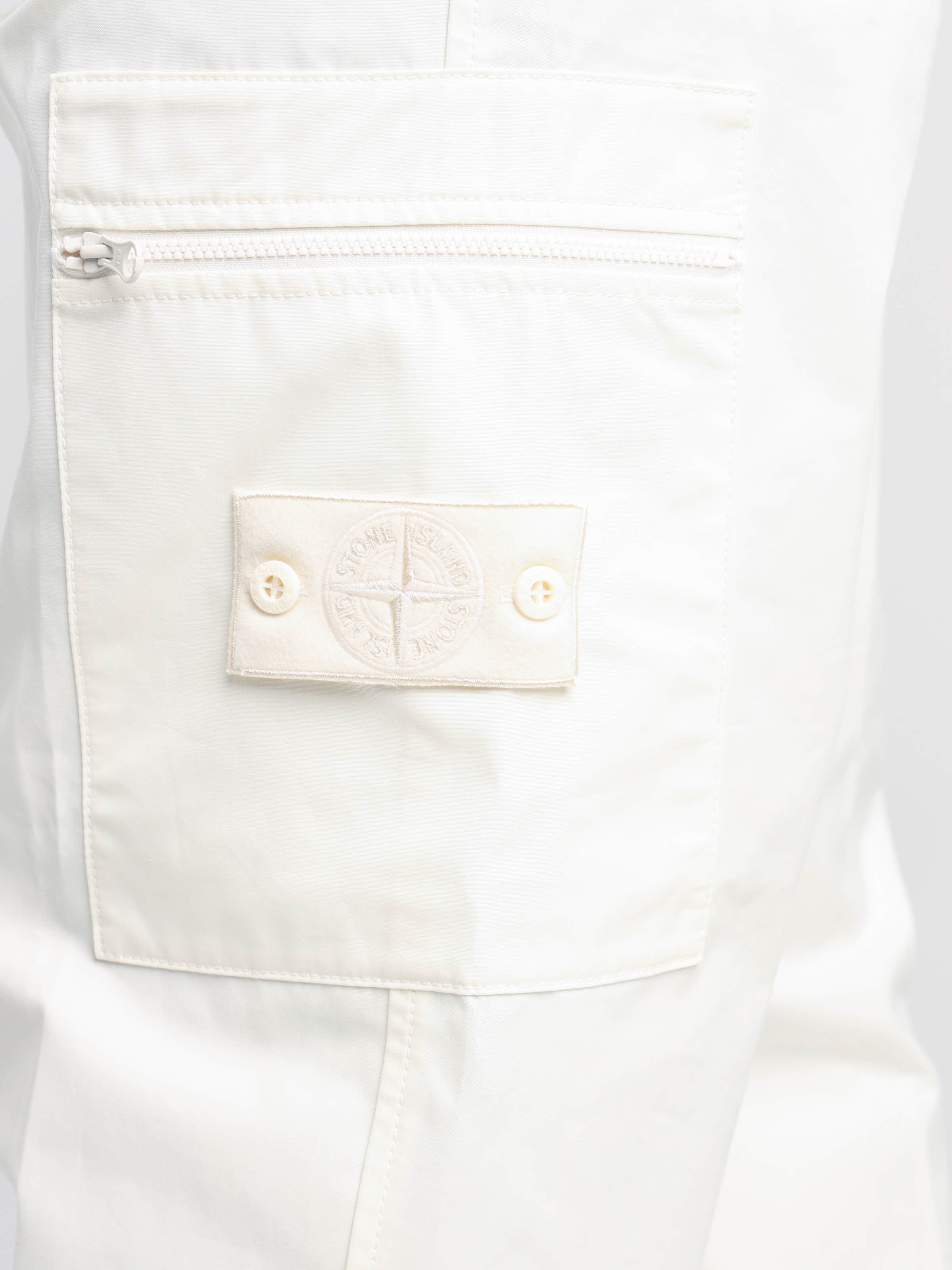 White Weatherproof Cotton Canvas Cargo Pants