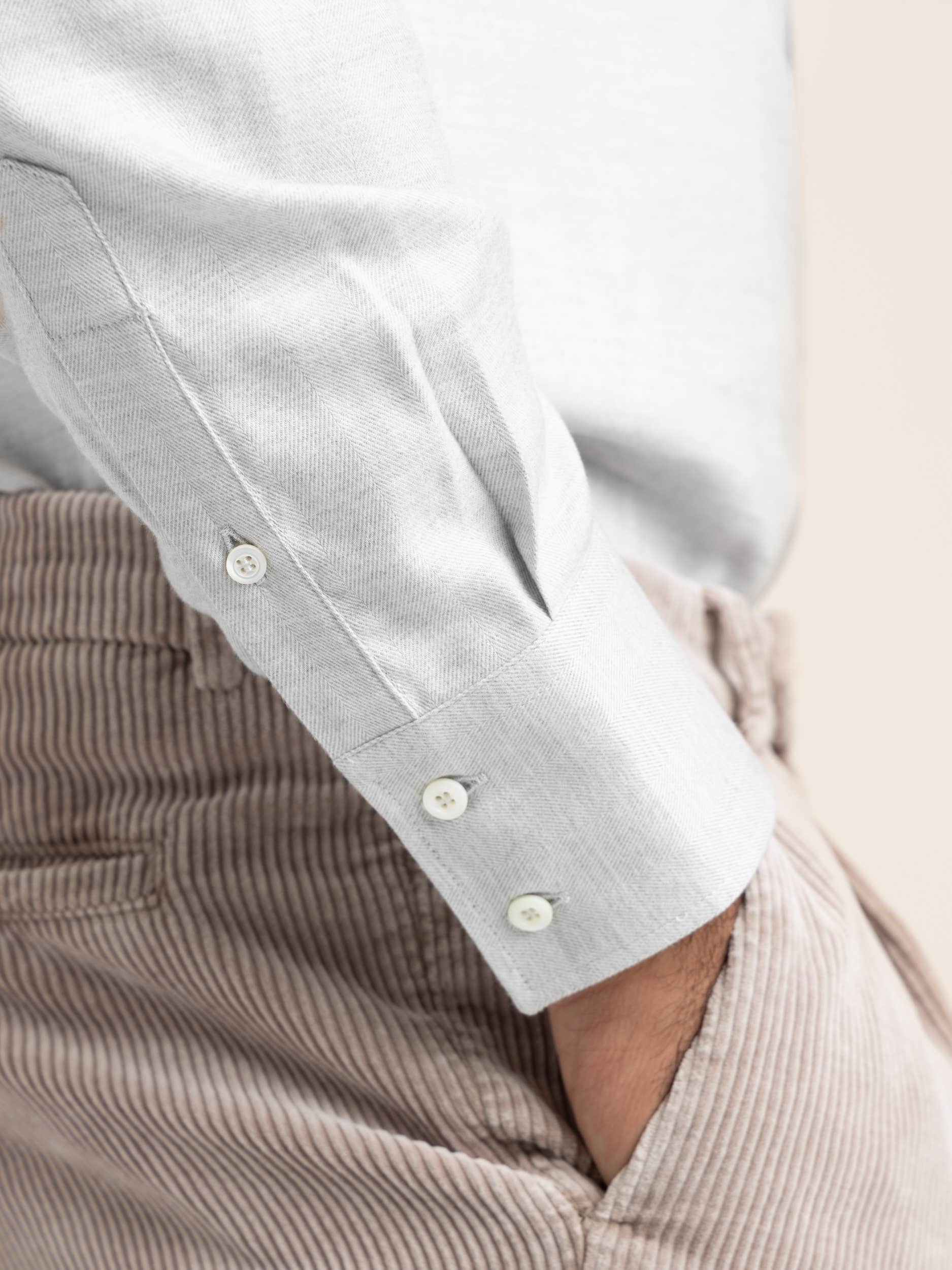 Grey Cotton Blend Dress Shirt