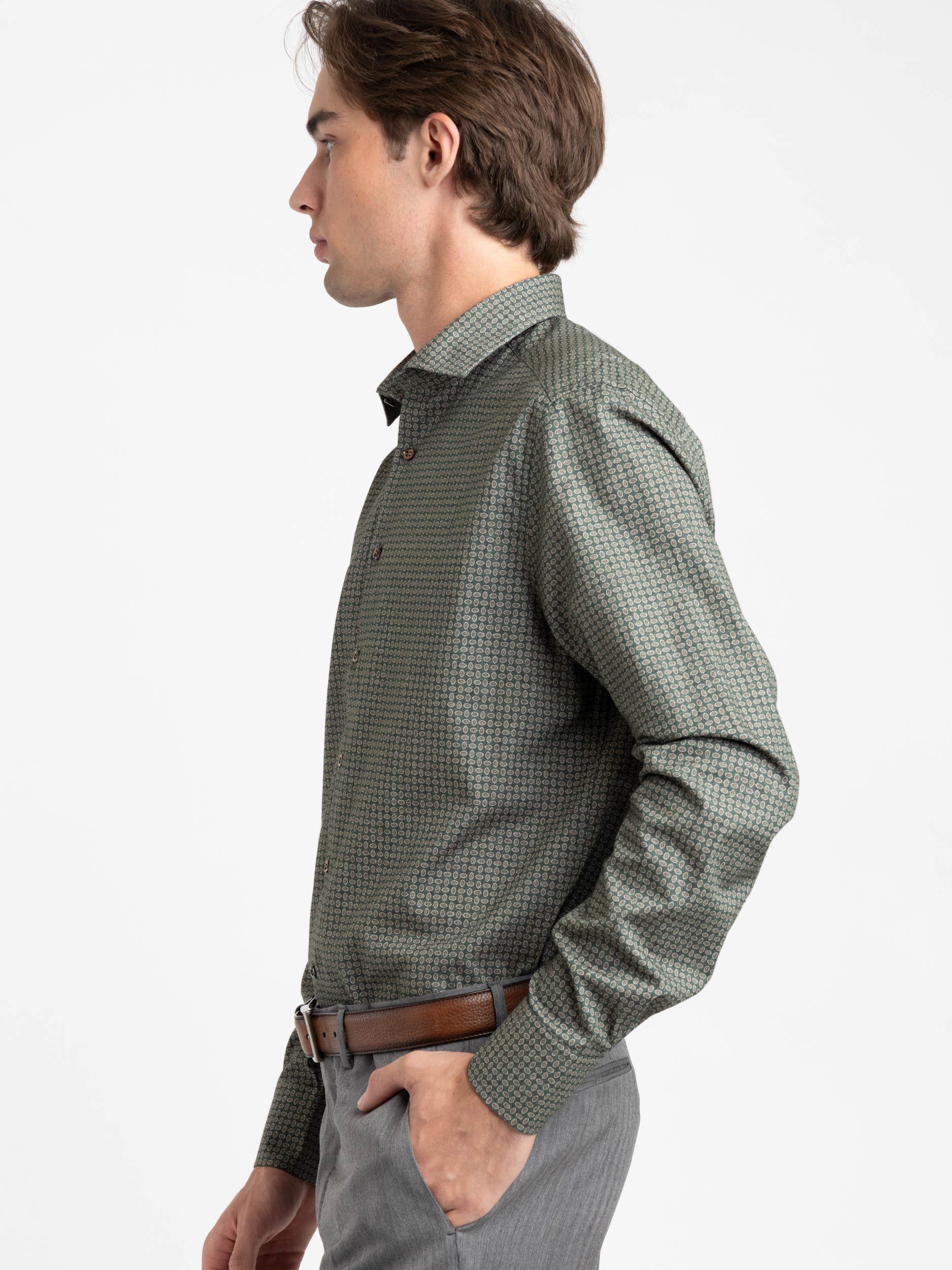 Green Pattern Slimline Shirt