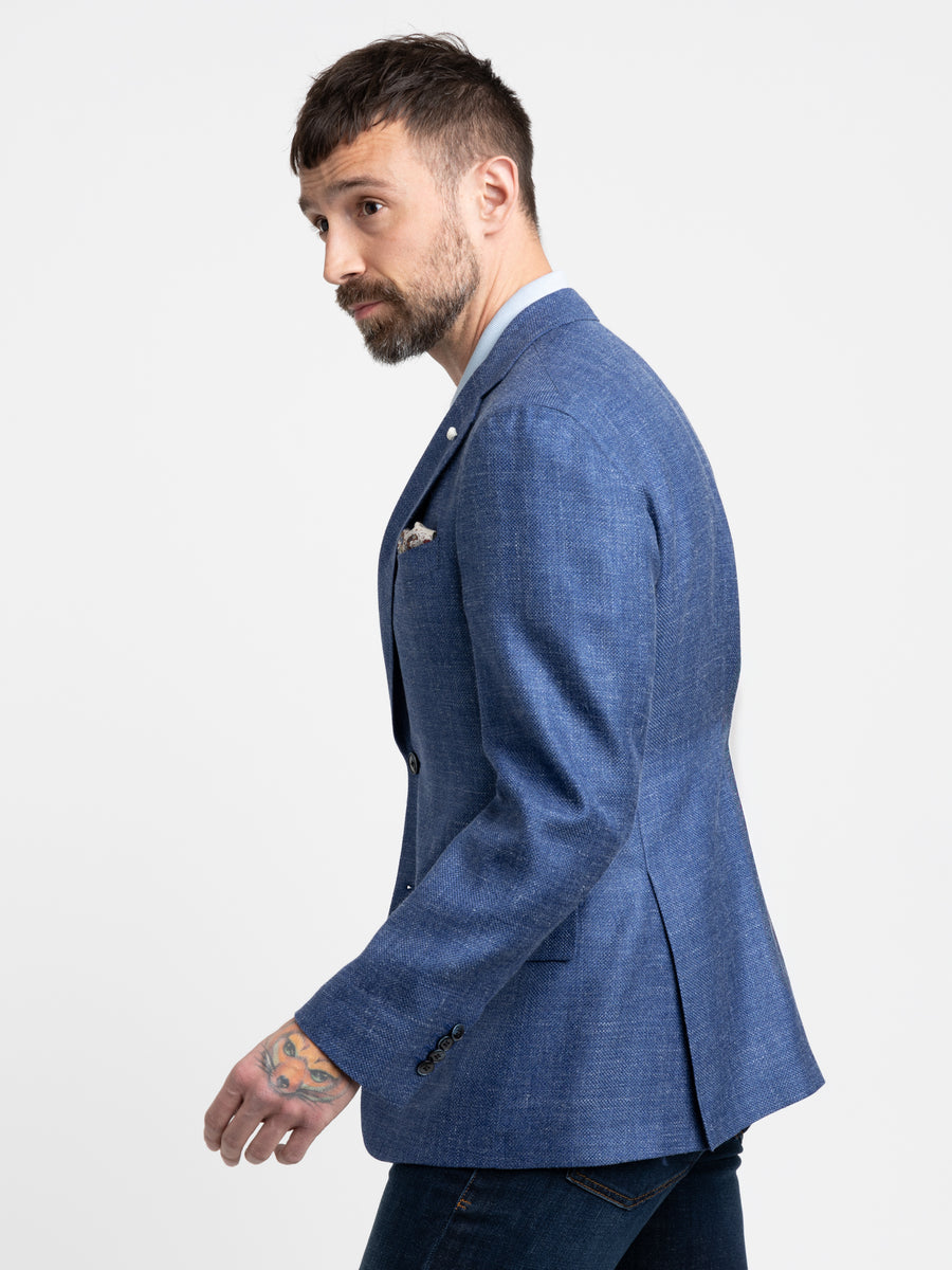 Blue Linen Sport Jacket The Helm Clothing