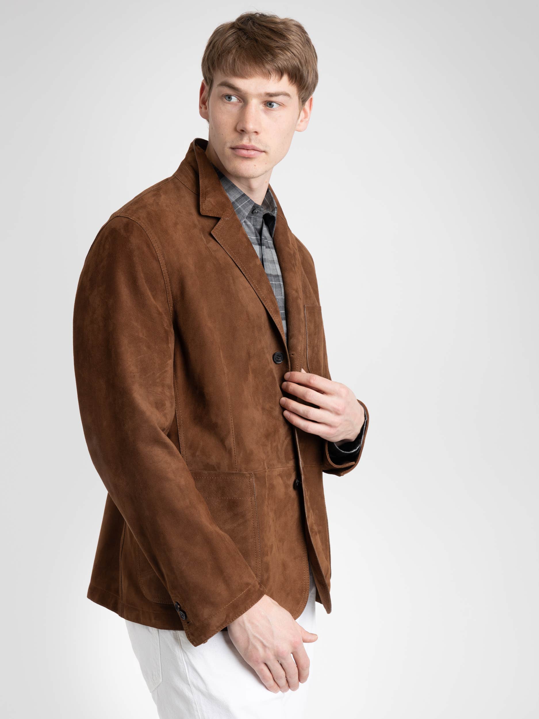 Chestnut Brown Hand-Tailored Suede Sport Jacket