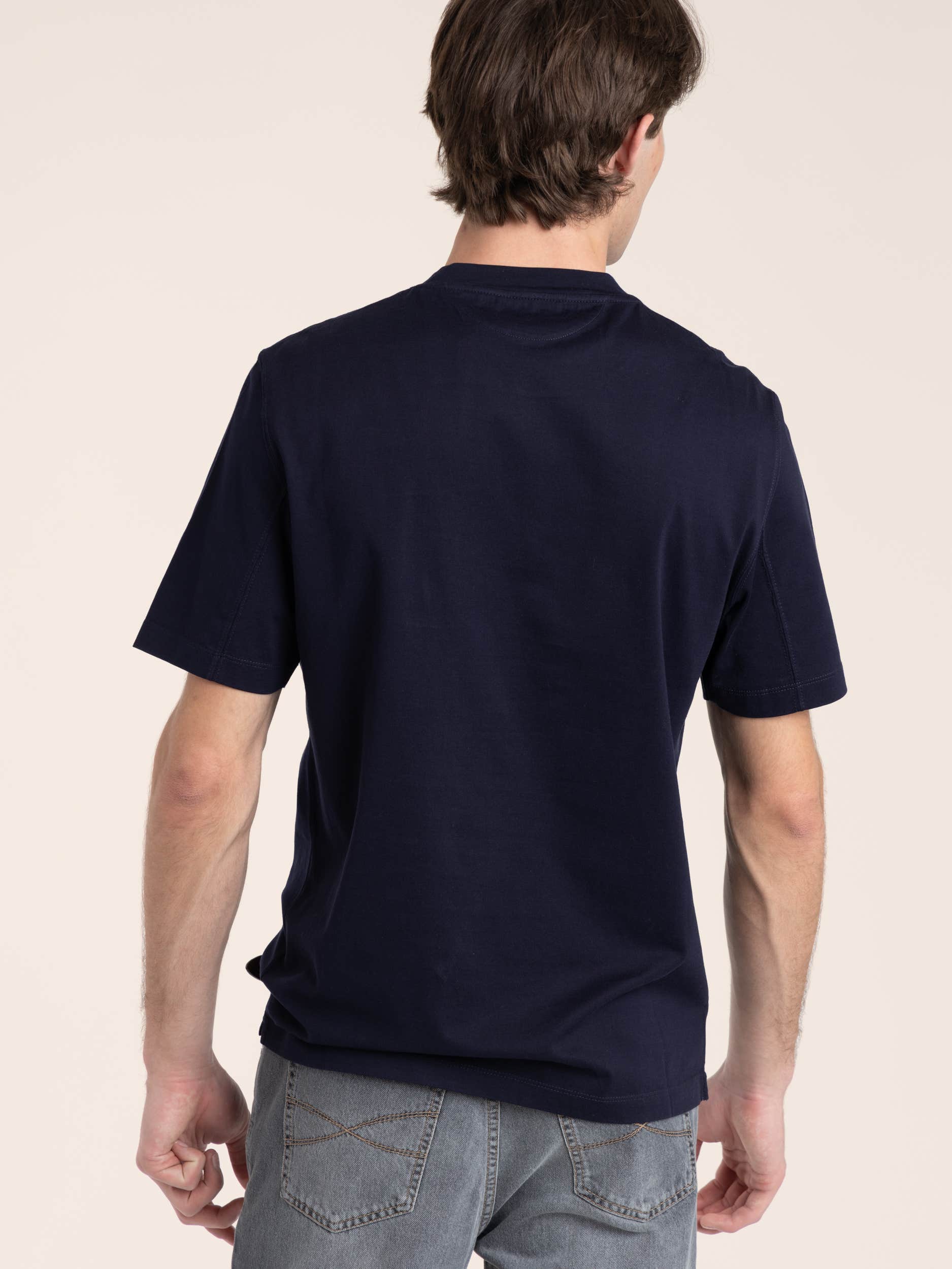 Navy Cotton Jersey Crewneck T-Shirt