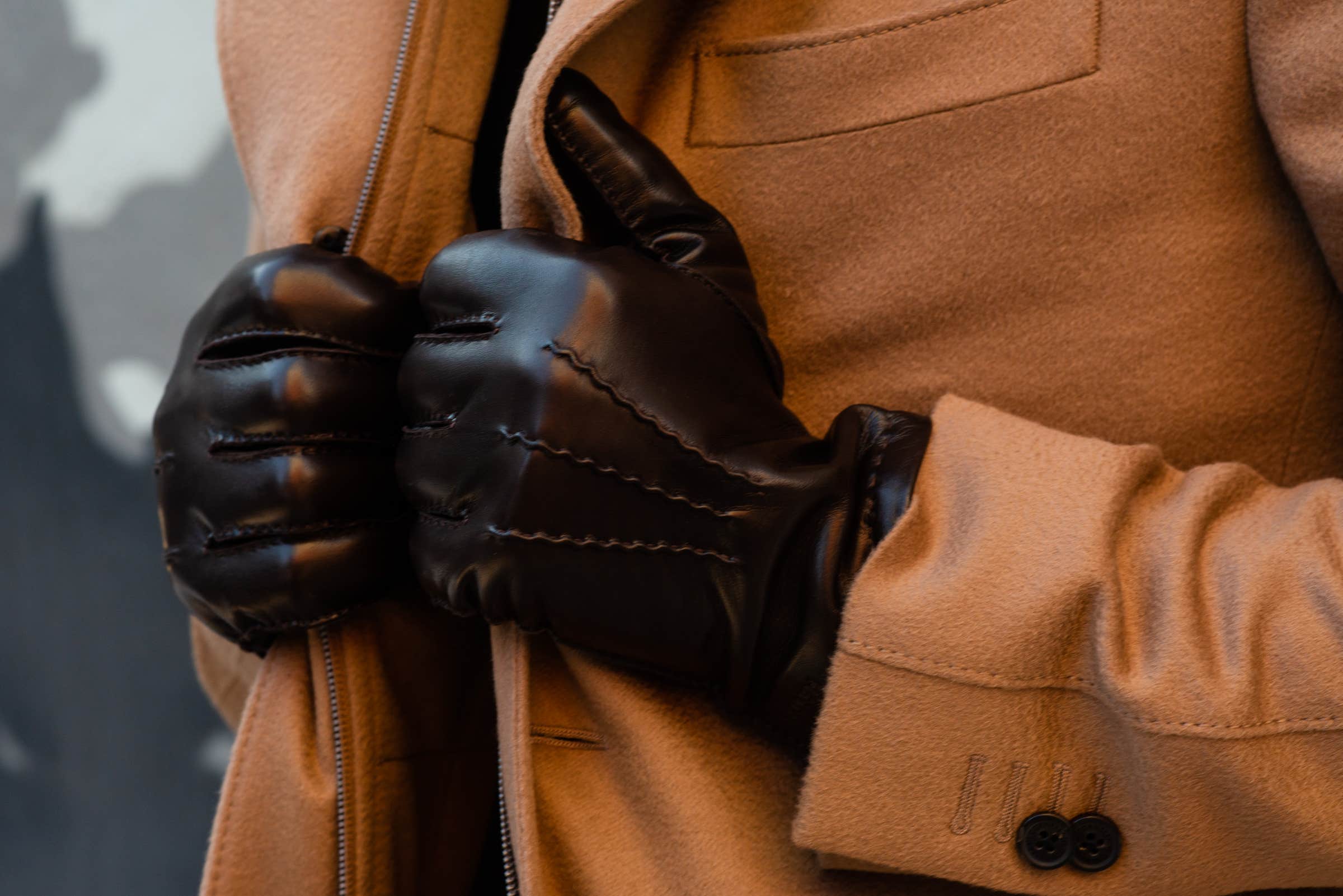 Men's Leather Gloves with Wool Lining Black / XL